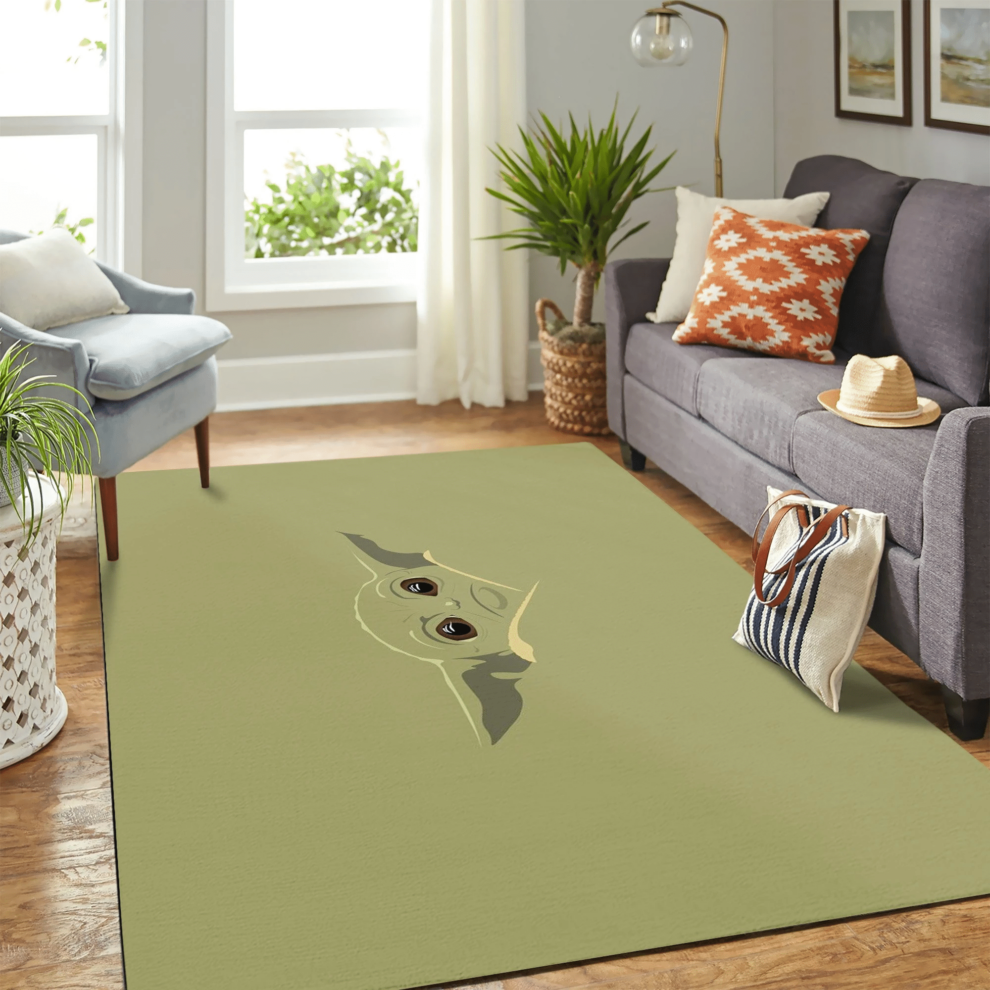 Baby Yoda Green Carpet Floor Area Rug Chrismas Gift - Indoor Outdoor Rugs