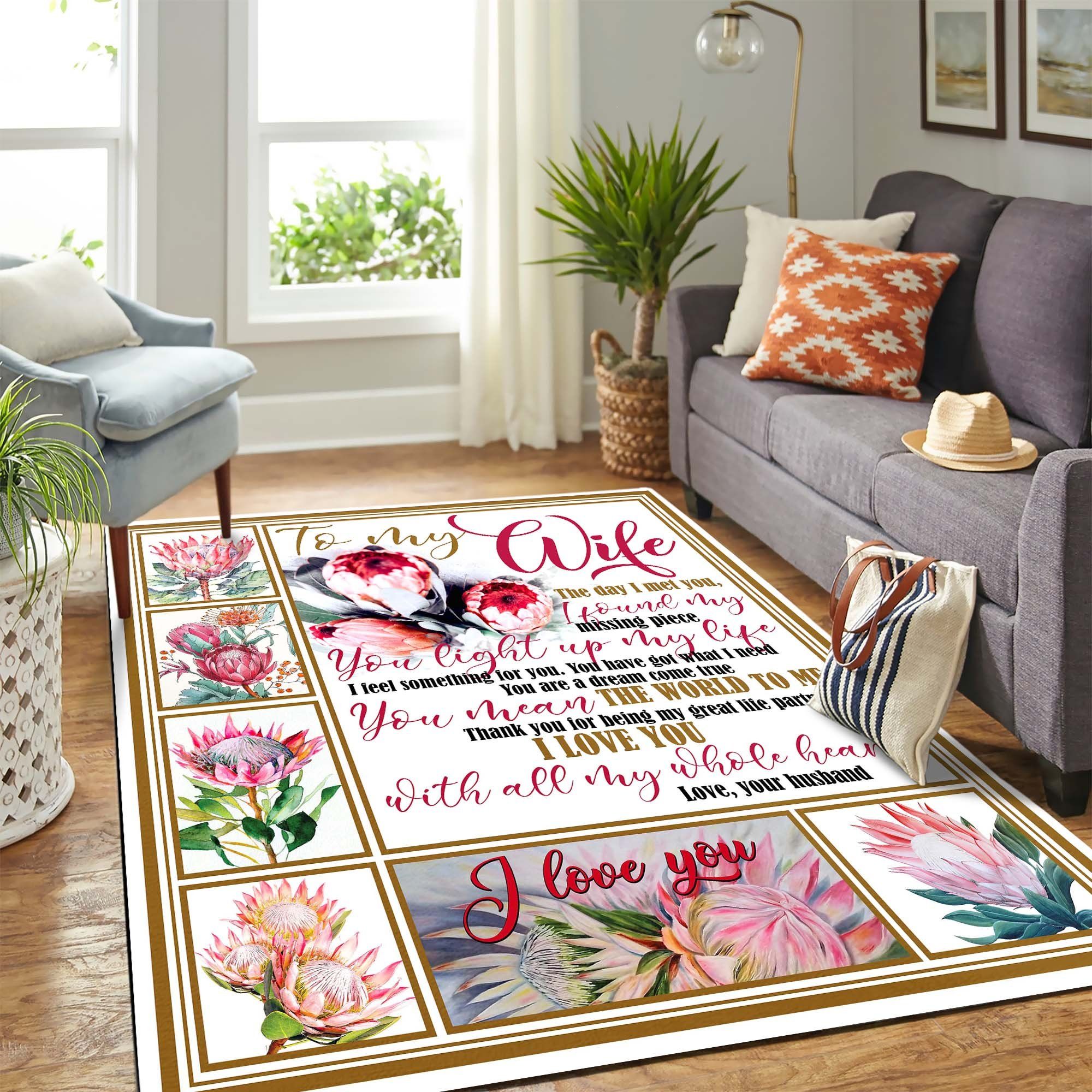 To My Wife Flower Mk Carpet Area Rug Chrismas Gift - Indoor Outdoor Rugs