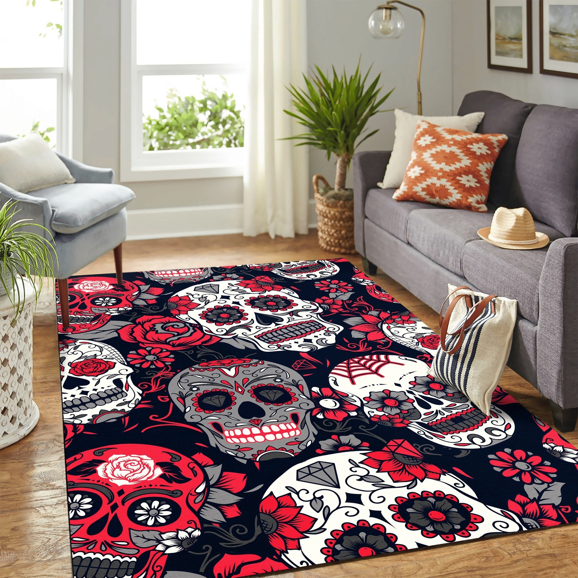 Skull Carpet Floor Area Rug Chrismas Gift - Indoor Outdoor Rugs