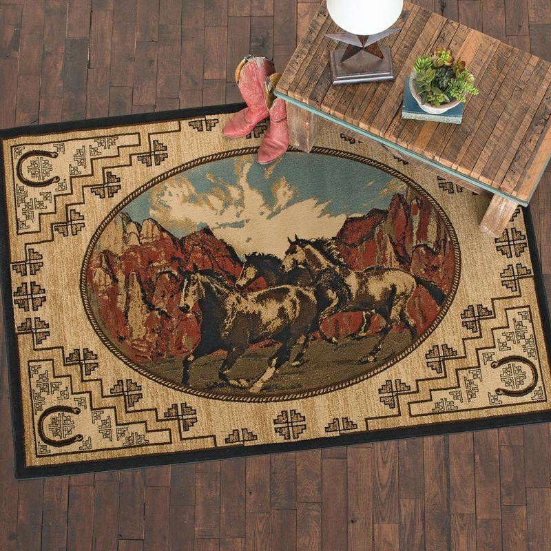 Rustic Horse Rectangle Rug Chrismas Gift - Indoor Outdoor Rugs