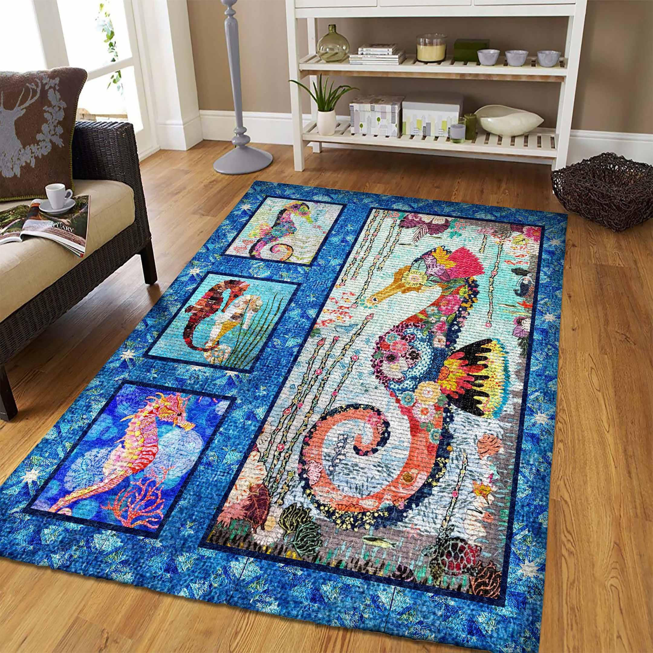 Seahorse Rug Chrismas Gift - Indoor Outdoor Rugs