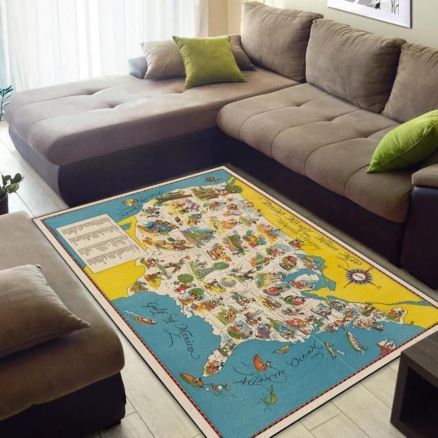 Dixon S Mickey Mouse Map Of The United States Area Rug Chrismas Gift - Indoor Outdoor Rugs