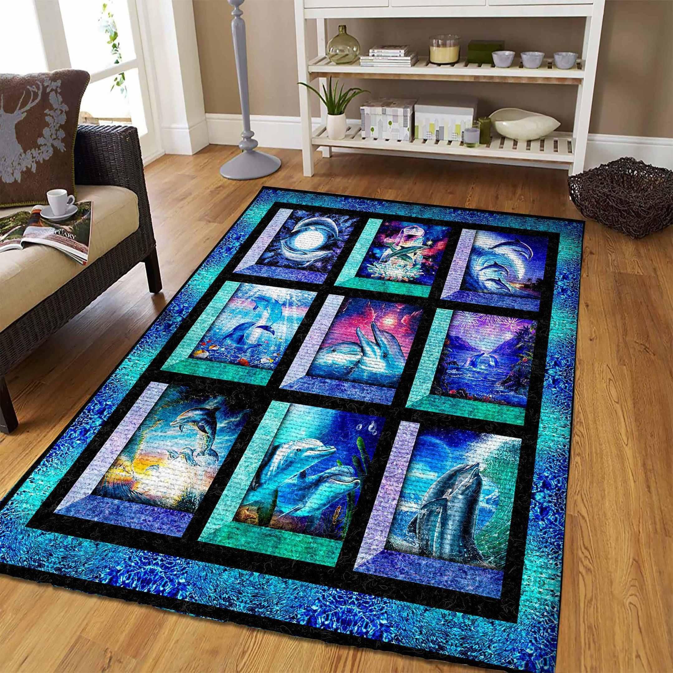 Dolphin Rug Chrismas Gift - Indoor Outdoor Rugs