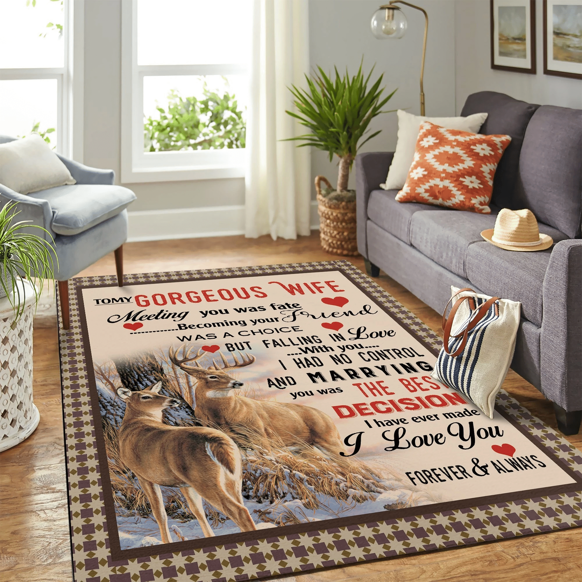 Quilt Deer Copy Mk Carpet Area Rug Chrismas Gift - Indoor Outdoor Rugs