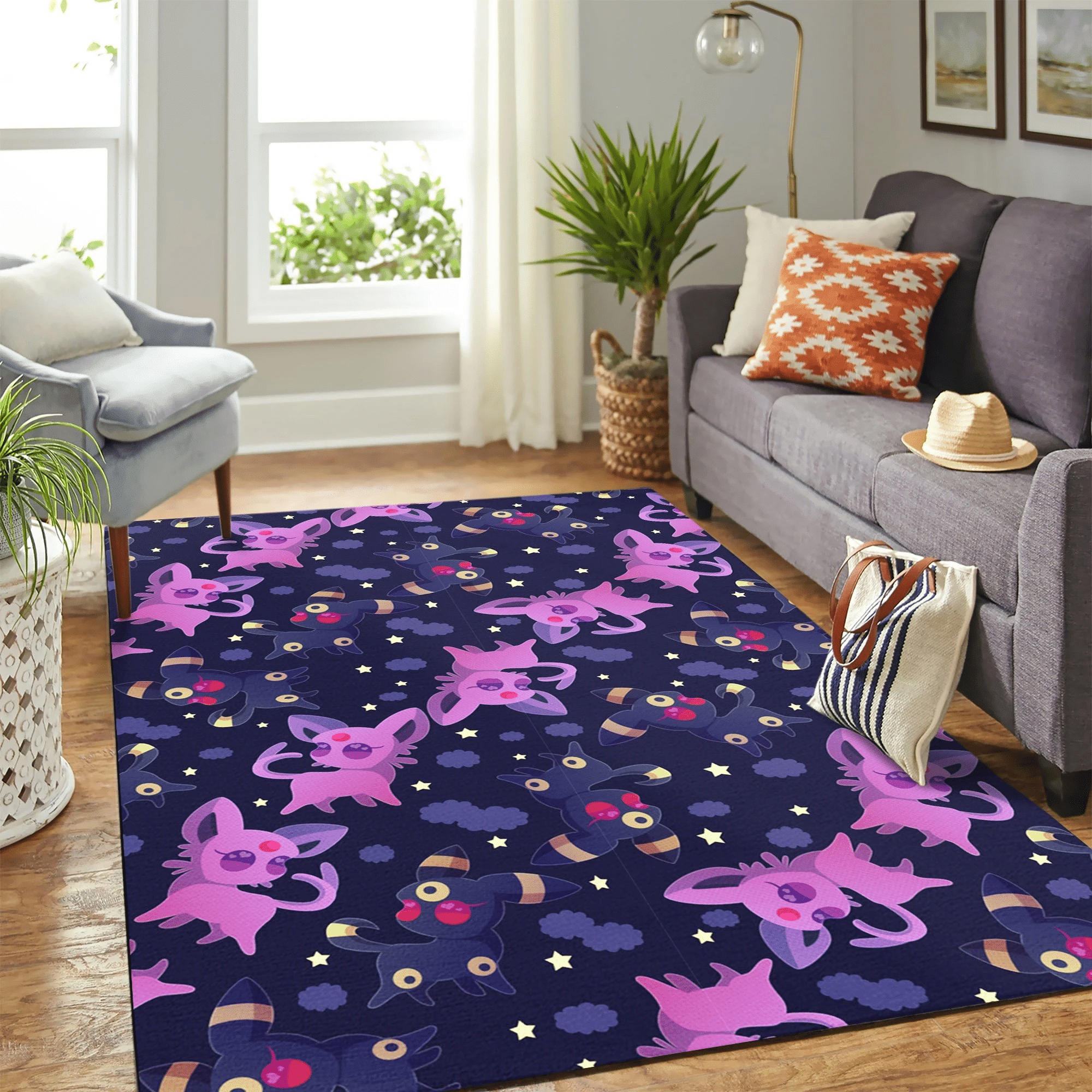 Umbreon And Espeon Partern Carpet Rug Chrismas Gift - Indoor Outdoor Rugs