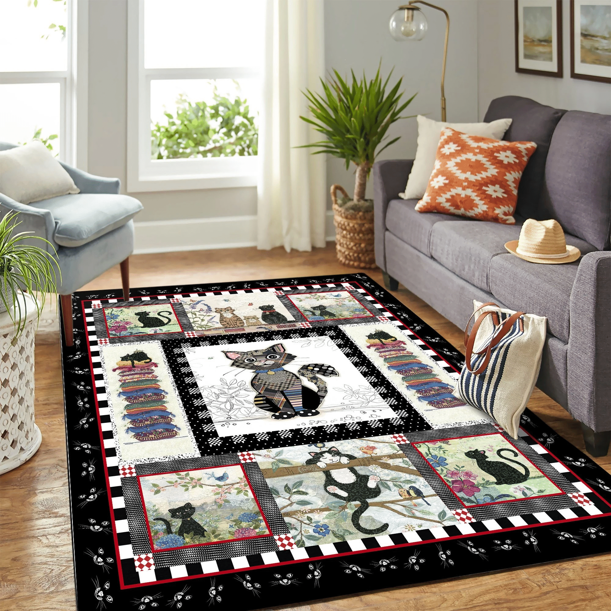 Cat Quilt Mk Carpet Area Rug Chrismas Gift - Indoor Outdoor Rugs