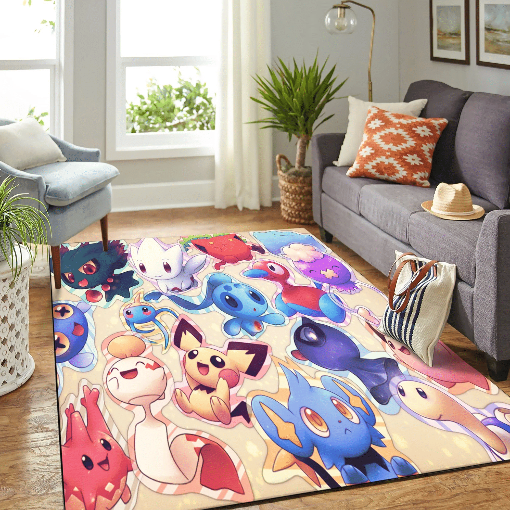 Cute Pokemon Chibi Carpet Area Rug Chrismas Gift - Indoor Outdoor Rugs