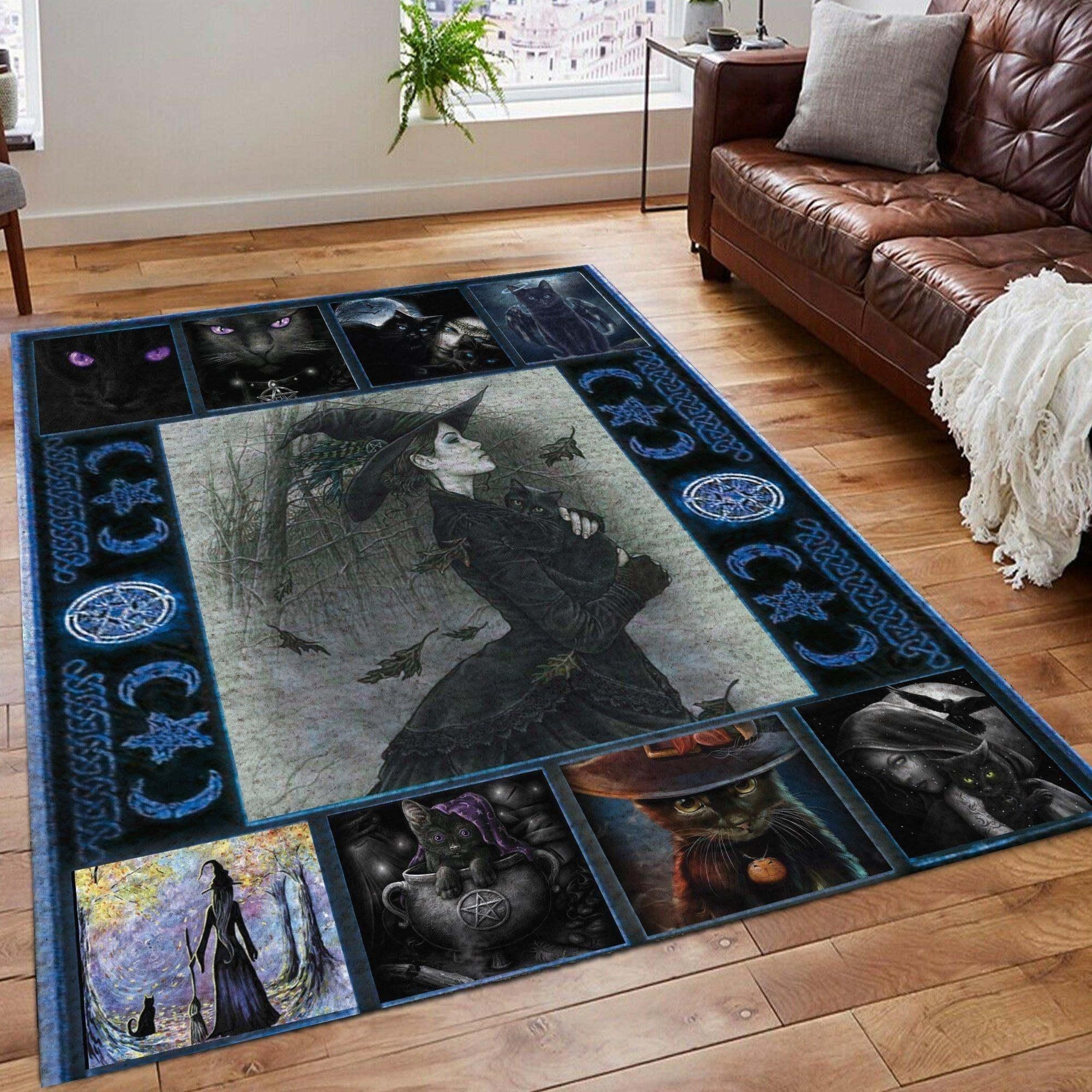 Witch And Cat Rug Chrismas Gift - Indoor Outdoor Rugs