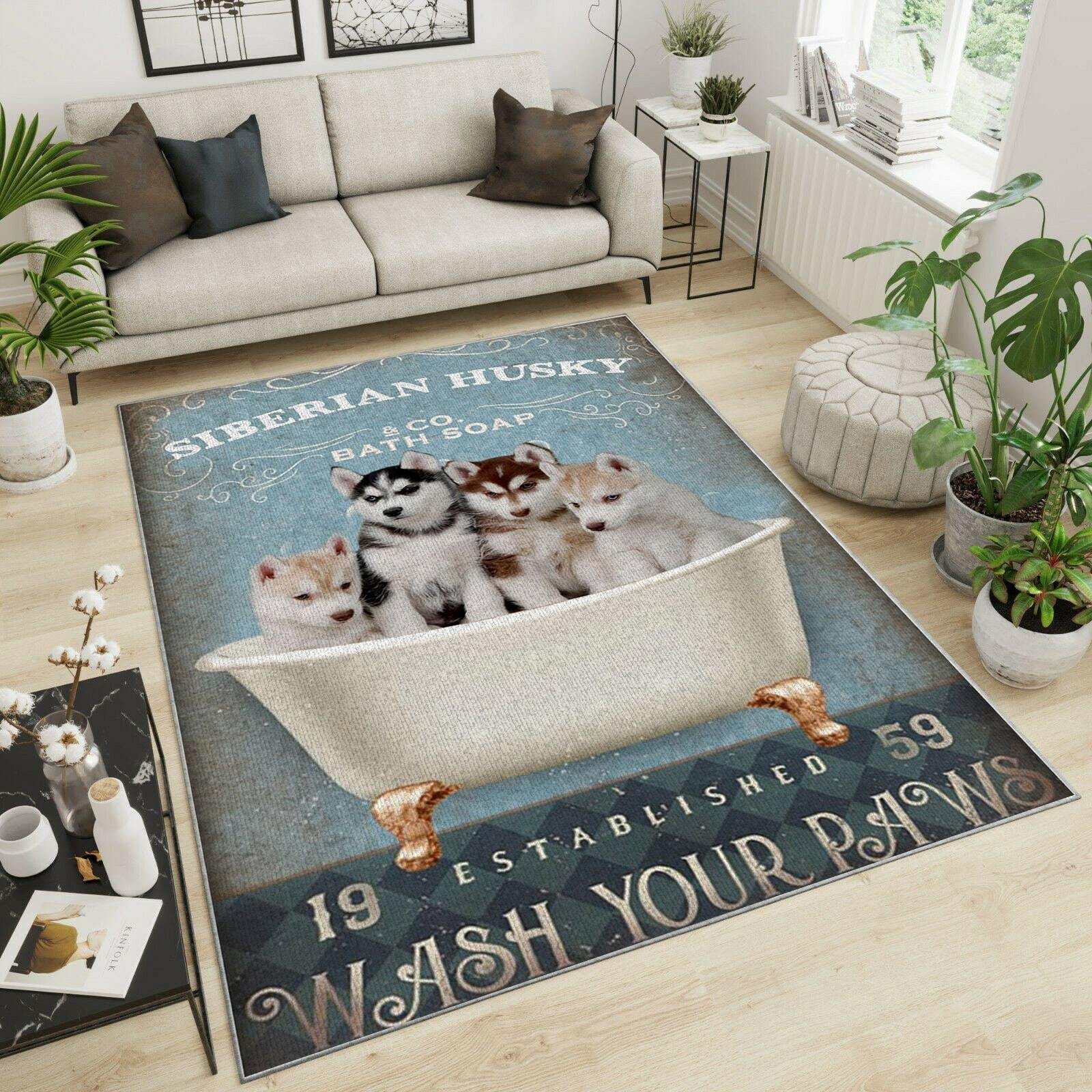 Siberian Husky Area Rug Chrismas Gift - Indoor Outdoor Rugs