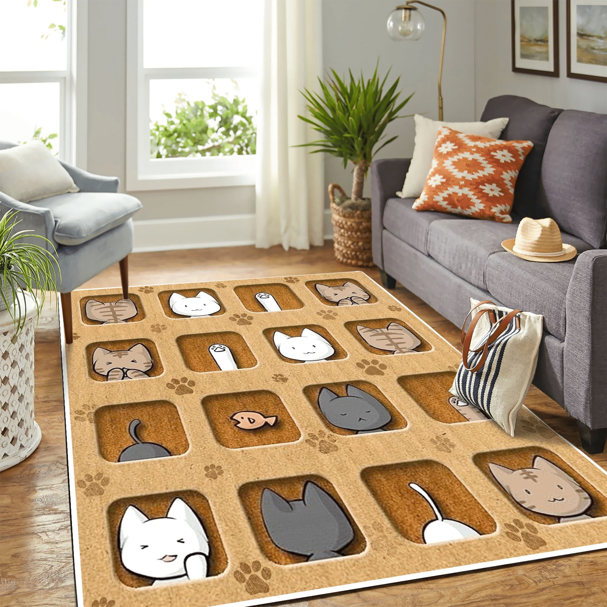 Adorable Kitty Mk Carpet Area Rug Chrismas Gift - Indoor Outdoor Rugs