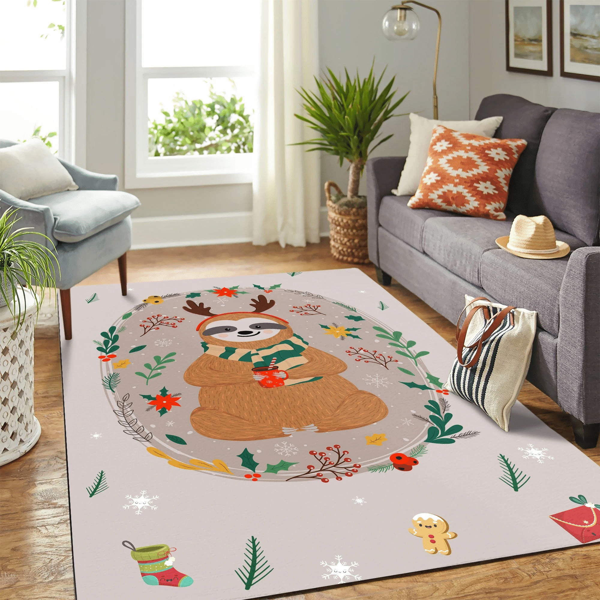 Christmas Blanket Chan Sloths Mk Carpet Area Rug Chrismas Gift - Indoor Outdoor Rugs