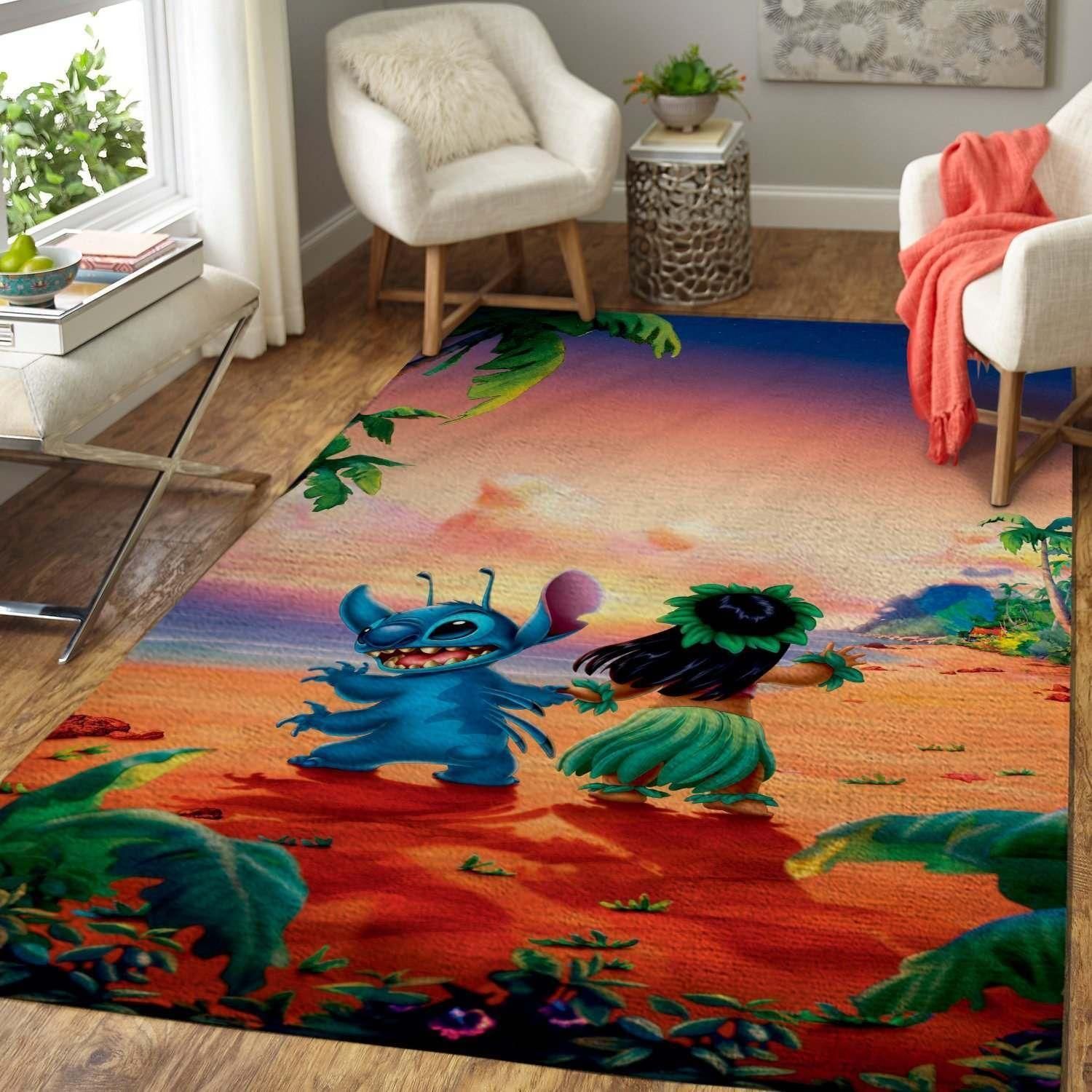 Disney Cartoon Lilo Stitch Area Rug Chrismas Gift - Indoor Outdoor Rugs