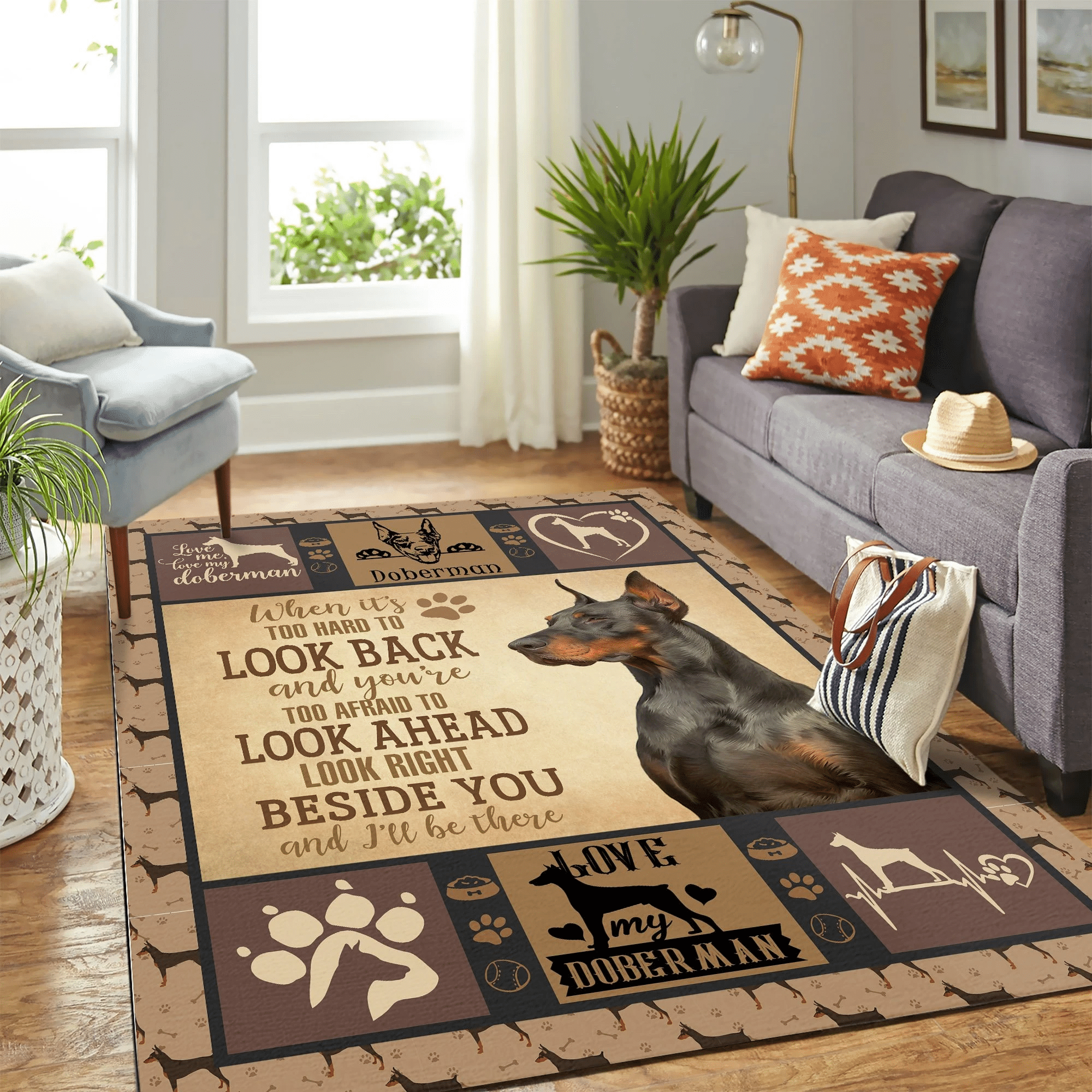 Doberman Quil Mk Carpet Area Rug Chrismas Gift - Indoor Outdoor Rugs