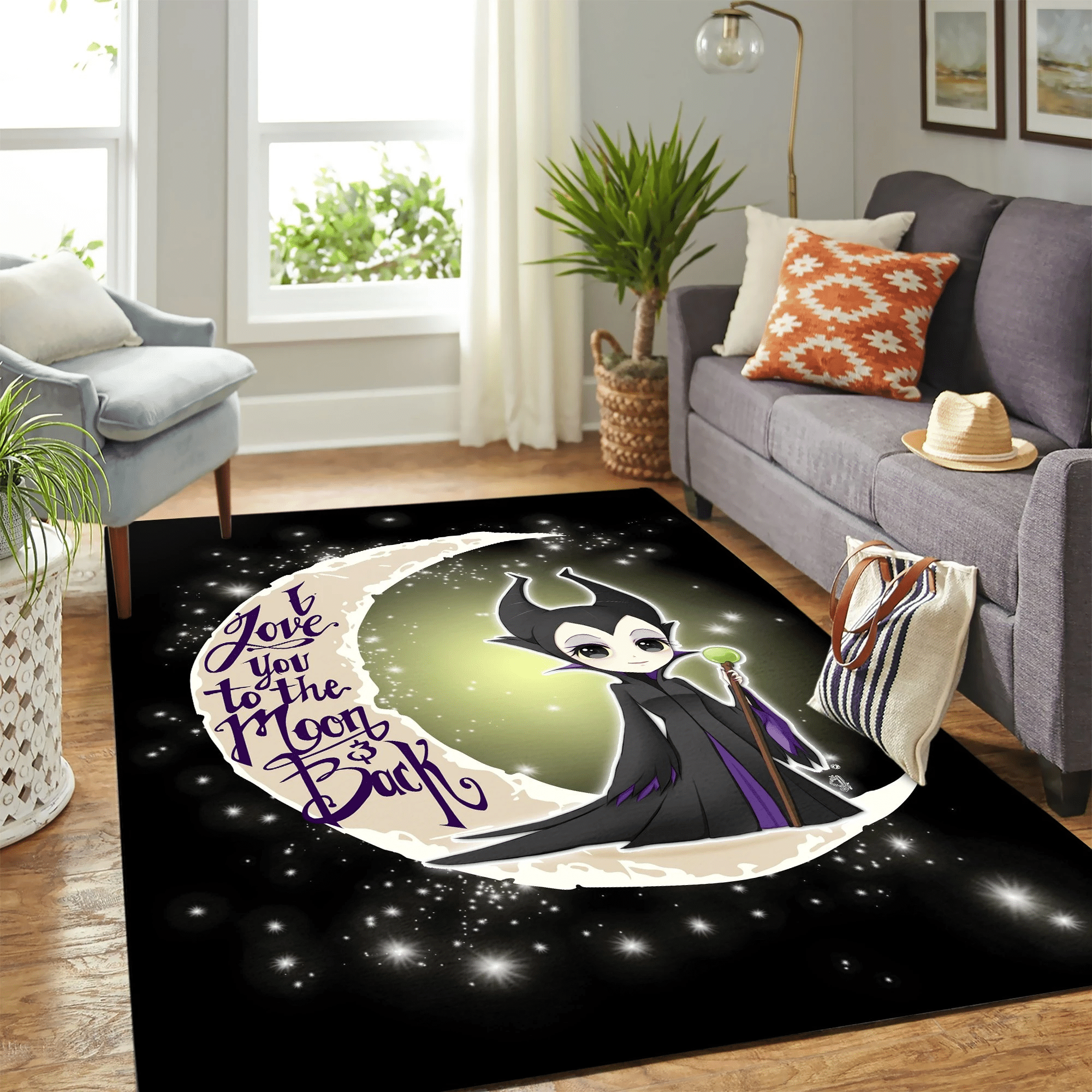 Maleficent Love Moon And Back Carpet Area Rug Chrismas Gift - Indoor Outdoor Rugs