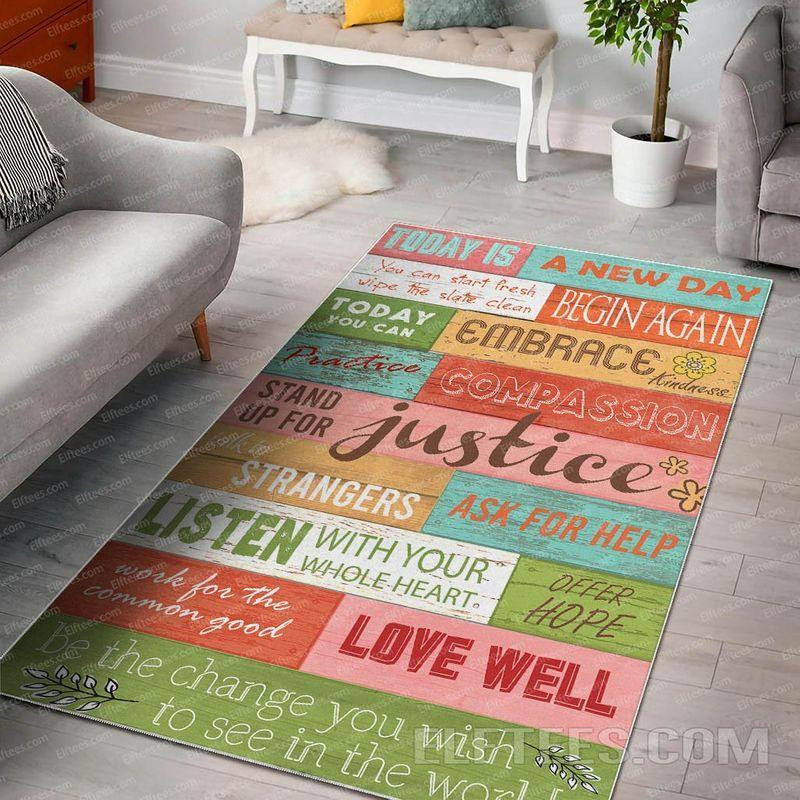 Today Is A New Day Optimistic Thinkings Floor Area Rug Chrismas Gift - Indoor Outdoor Rugs