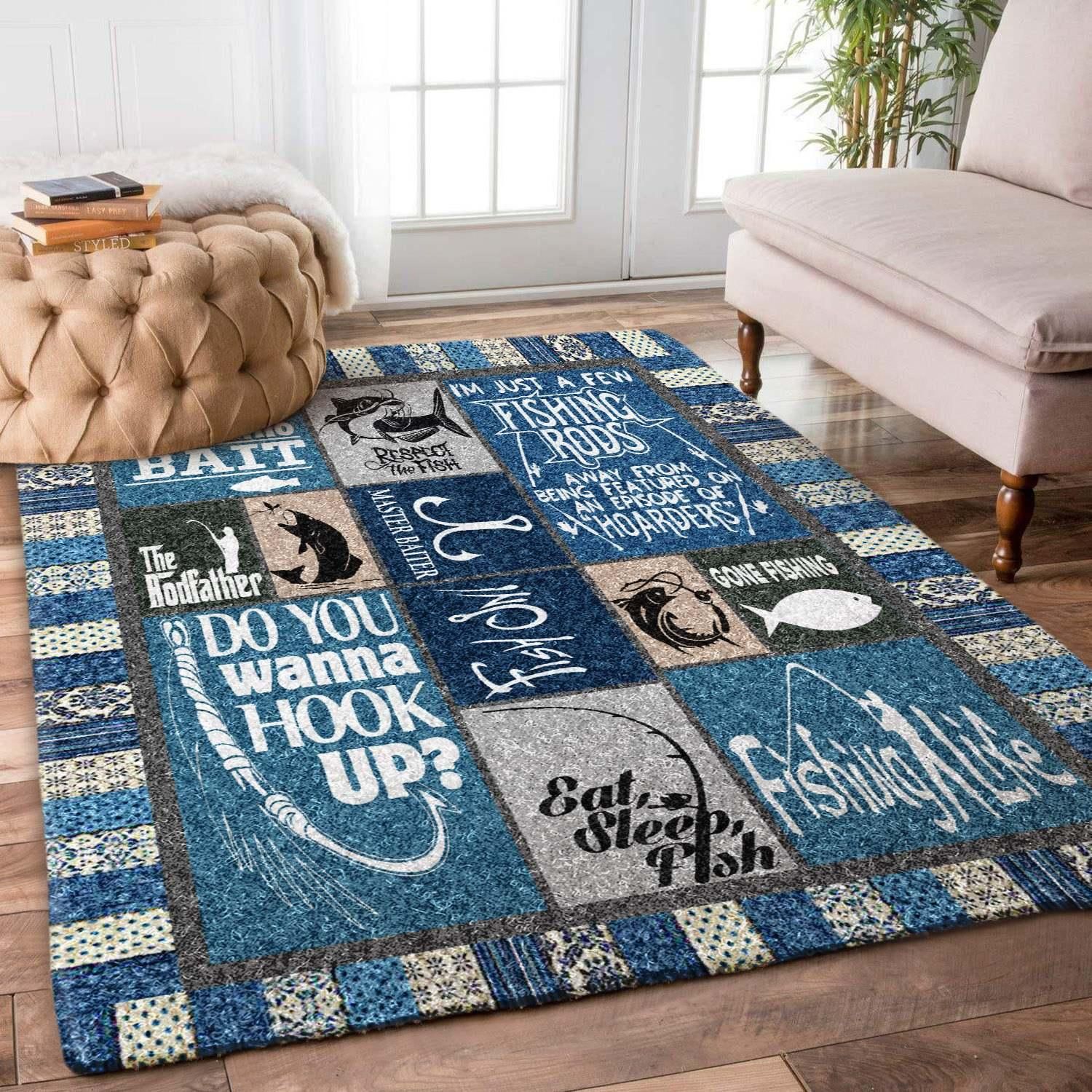 Fishing Rug Chrismas Gift - Indoor Outdoor Rugs