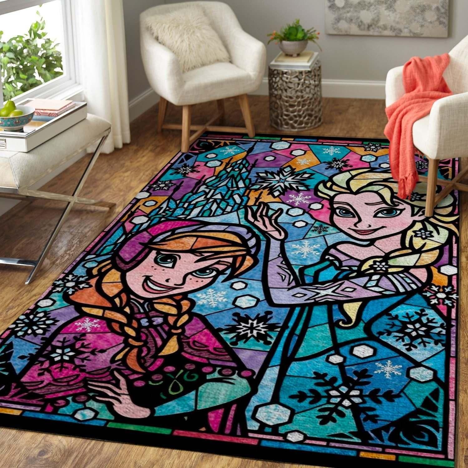 Disney Character Elsa Anna Area Rug Chrismas Gift - Indoor Outdoor Rugs