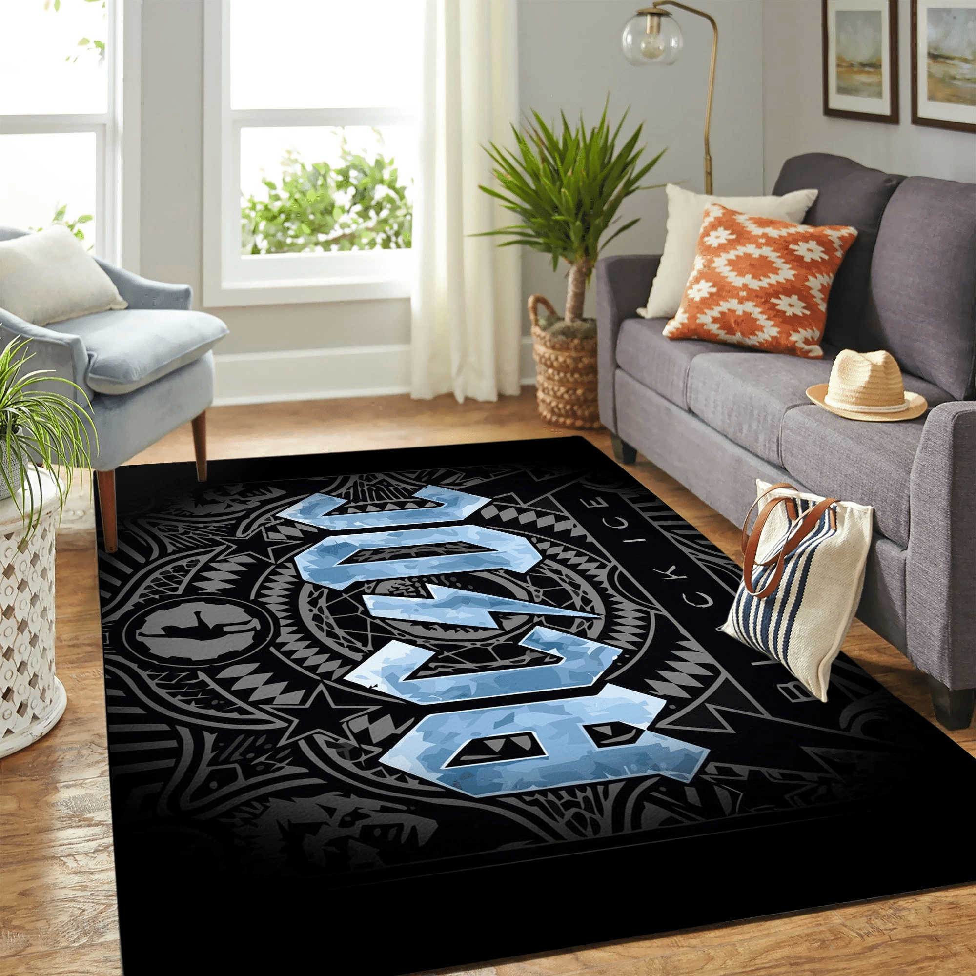 Acdc Blue Carpet Floor Area Rug Chrismas Gift - Indoor Outdoor Rugs