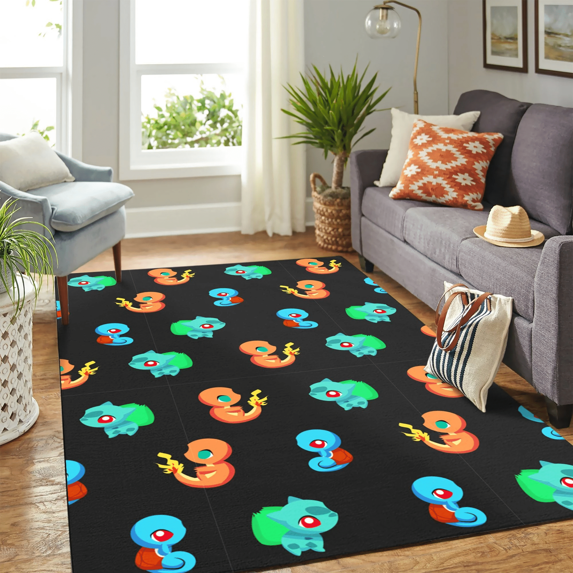 Pokemon Gen Chibi Carpet Floor Area Rug Chrismas Gift - Indoor Outdoor Rugs