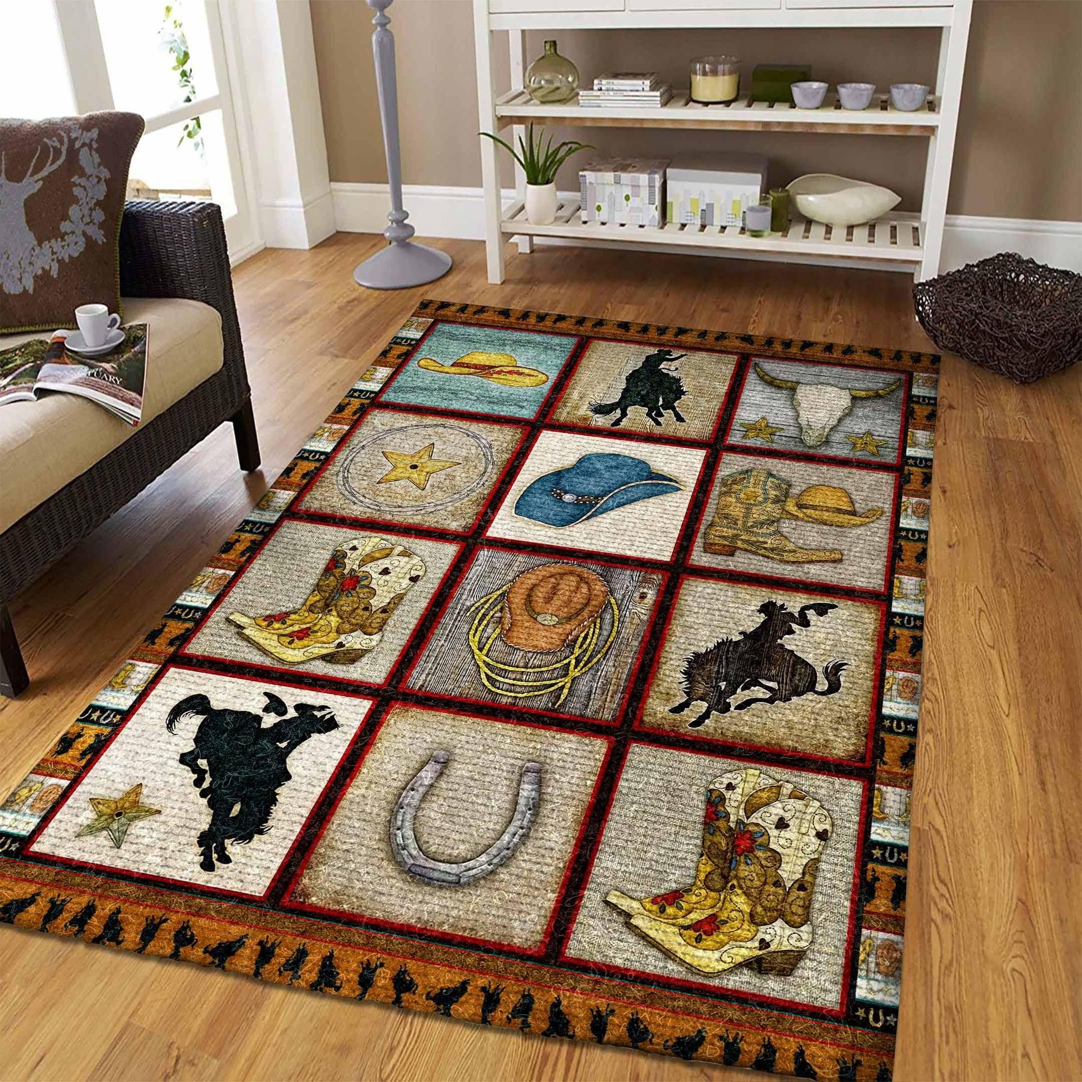 Cowboy Rug Chrismas Gift - Indoor Outdoor Rugs