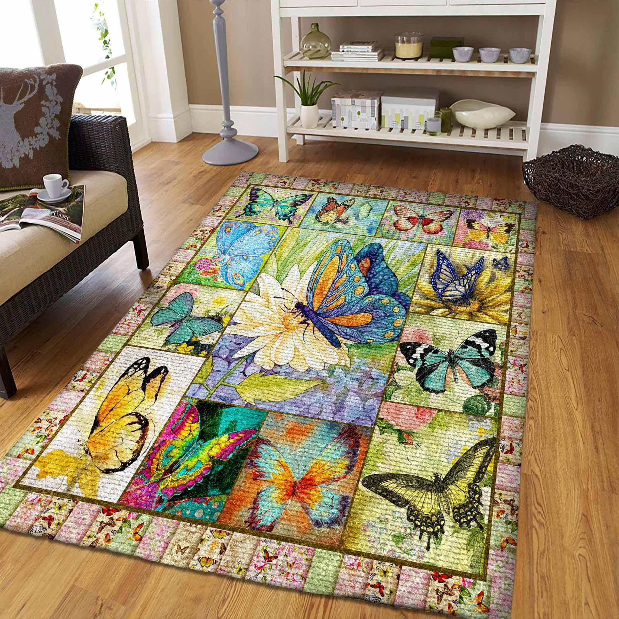 Butterfly Rug Chrismas Gift - Indoor Outdoor Rugs