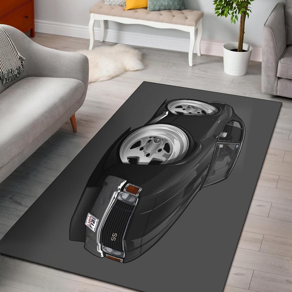 Black Chevy Chevelle Muscle Car Art Area Rug Chrismas Gift - Indoor Outdoor Rugs