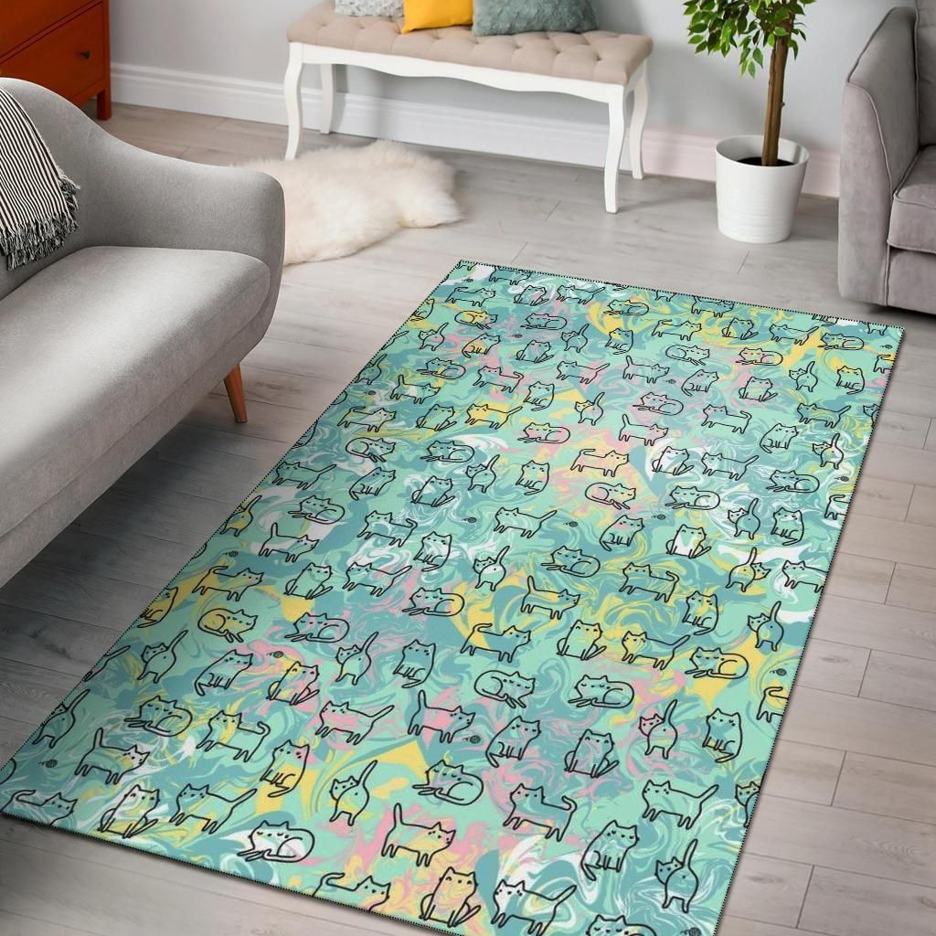 Cat Pattern Palette Area Rug Chrismas Gift - Indoor Outdoor Rugs