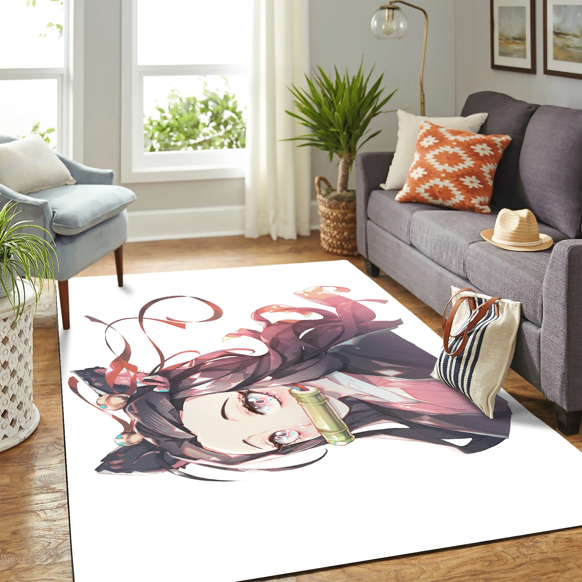 Kamado Nezuko New Catgirl Carpet Floor Area Rug Chrismas Gift - Indoor Outdoor Rugs