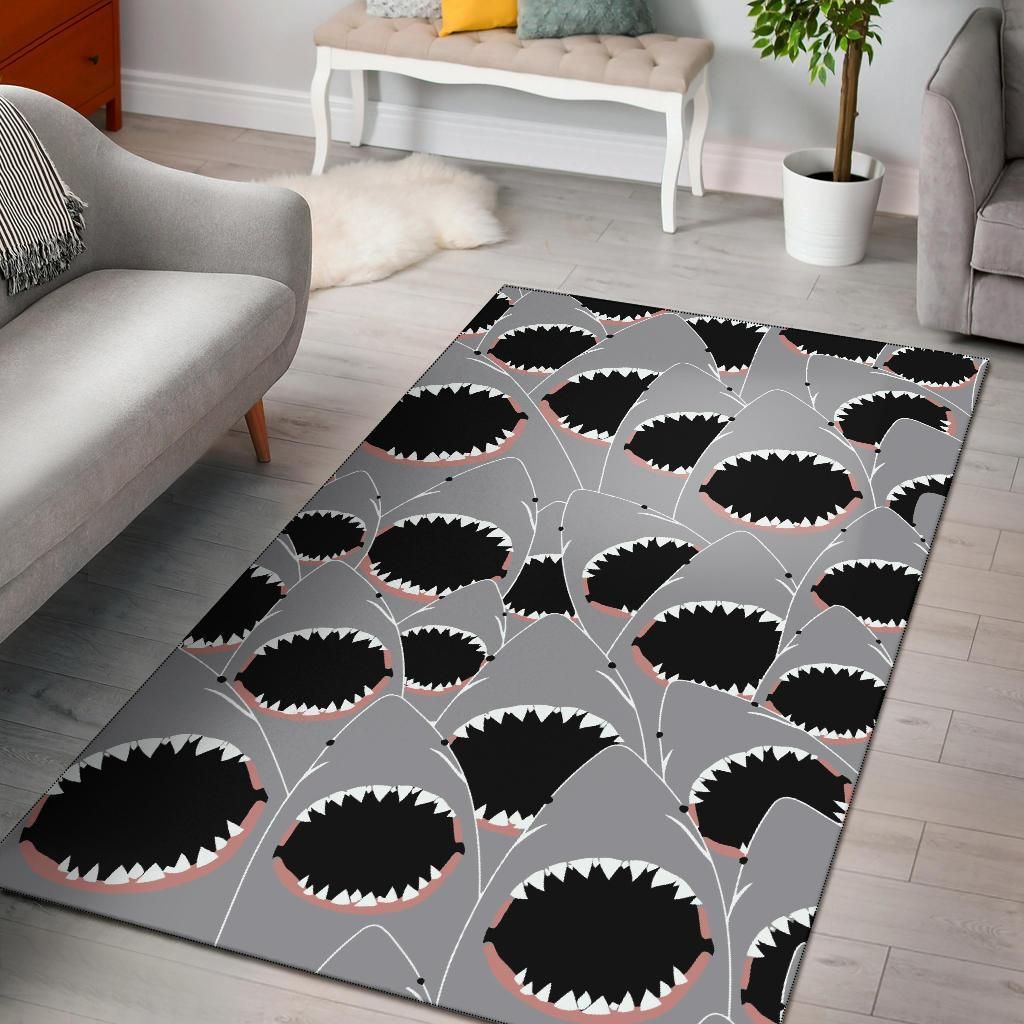 Shark Frenzy Art Area Rug Chrismas Gift - Indoor Outdoor Rugs