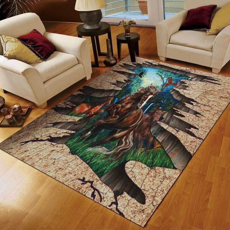 Horse Carrying You Rug Chrismas Gift - Indoor Outdoor Rugs