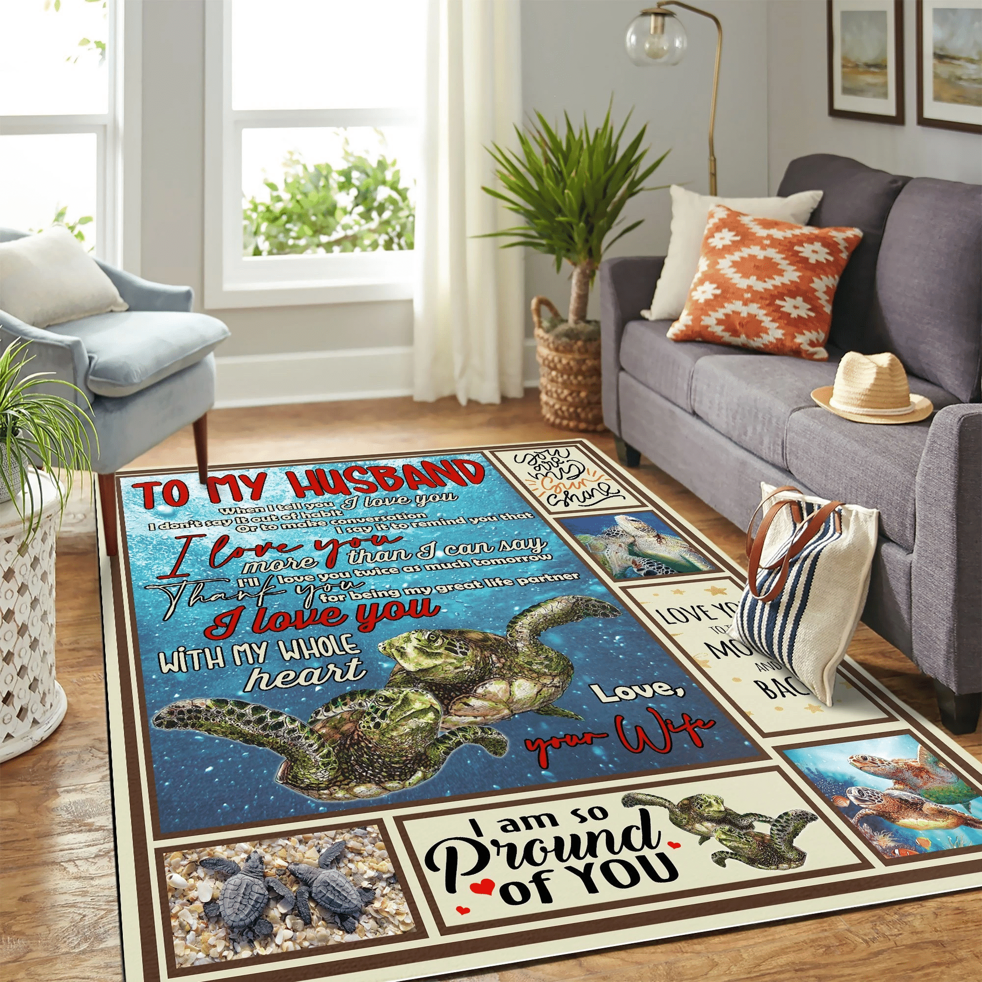 To My Husband Turtle Mk Carpet Area Rug Chrismas Gift - Indoor Outdoor Rugs