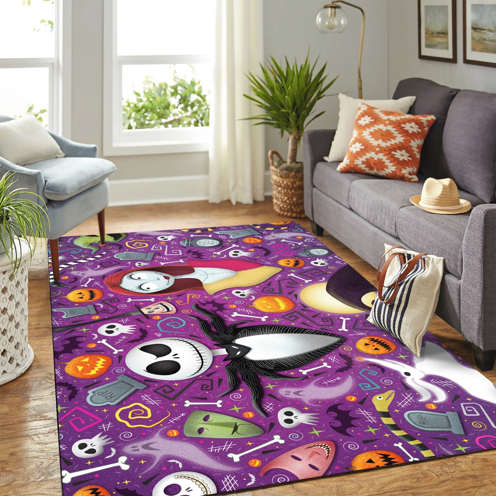 Nightmare Before Christmas Jack And Sally Carpet Rug Chrismas Gift - Indoor Outdoor Rugs