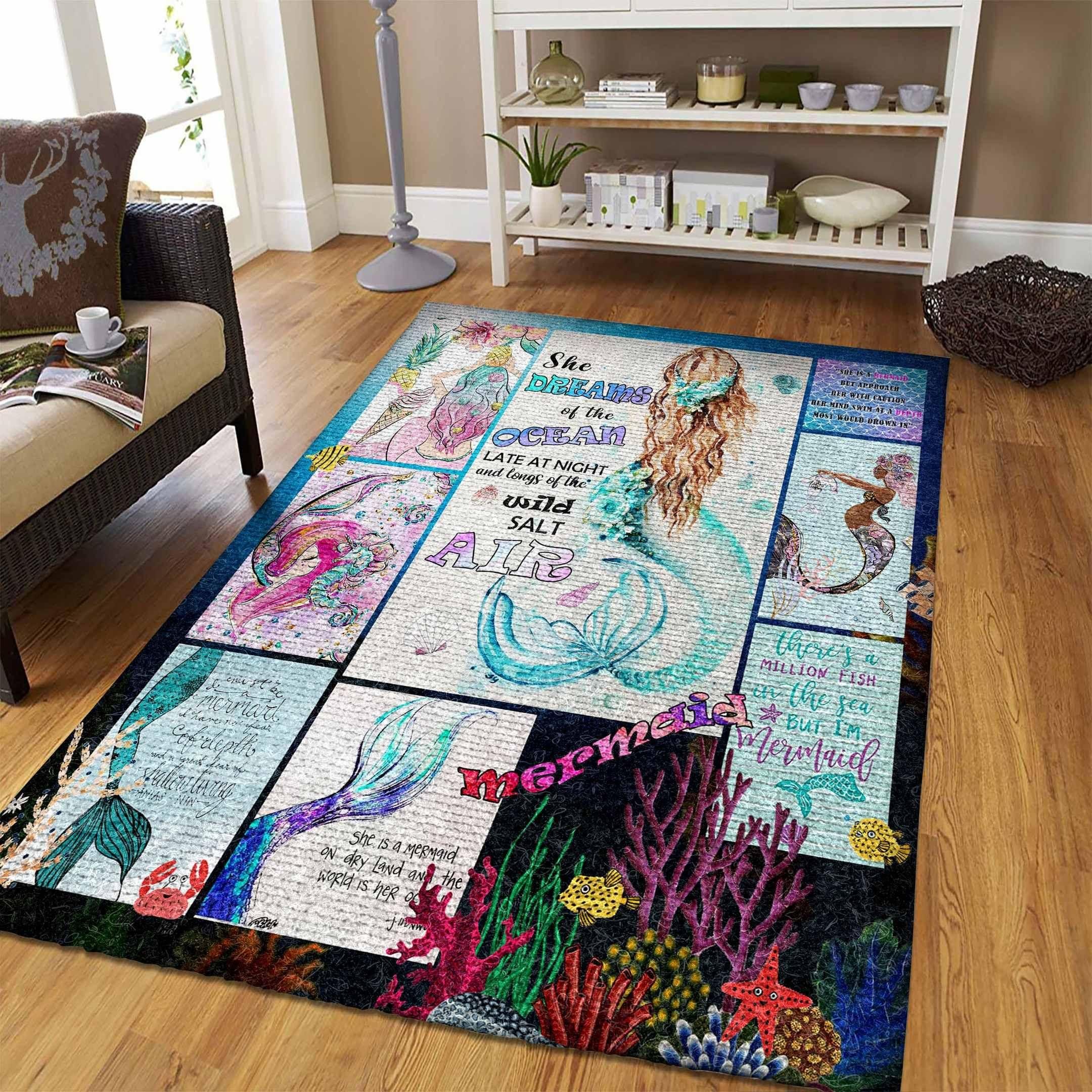 Mermaid Rug Chrismas Gift - Indoor Outdoor Rugs