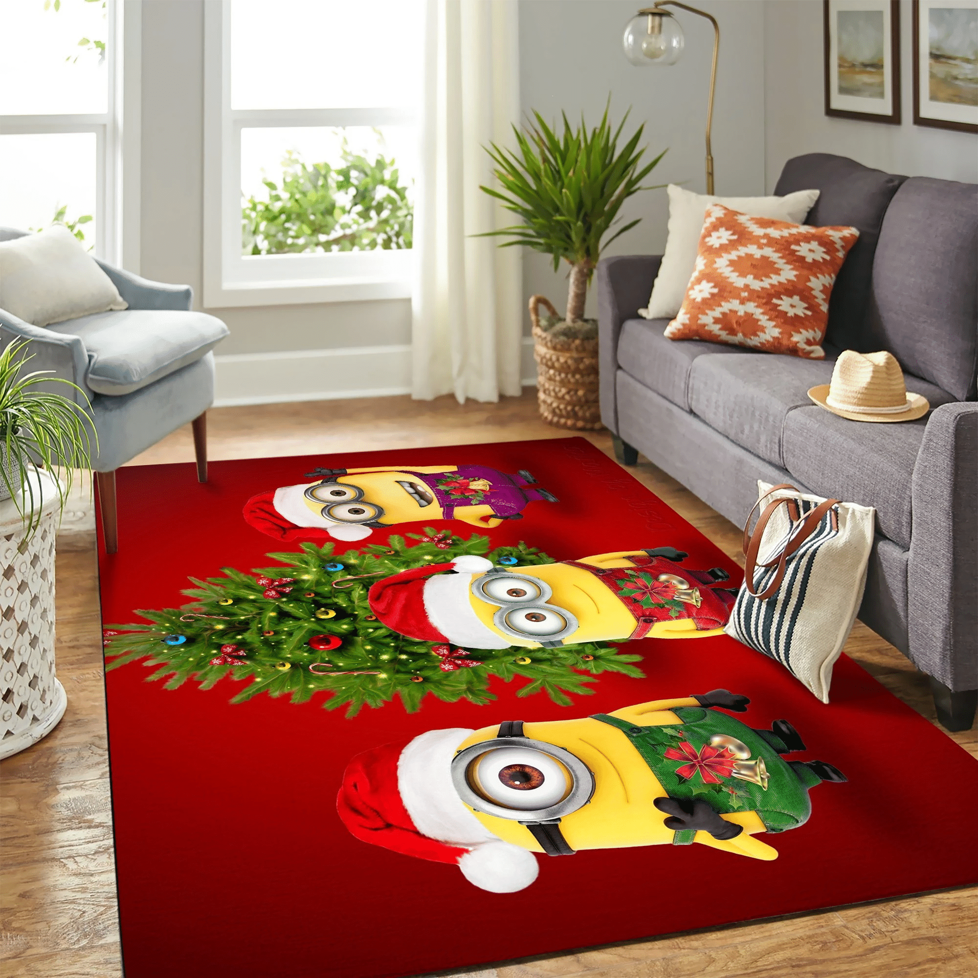 Minions Vestidos De Santa Carpet Floor Area Rug Chrismas Gift - Indoor Outdoor Rugs