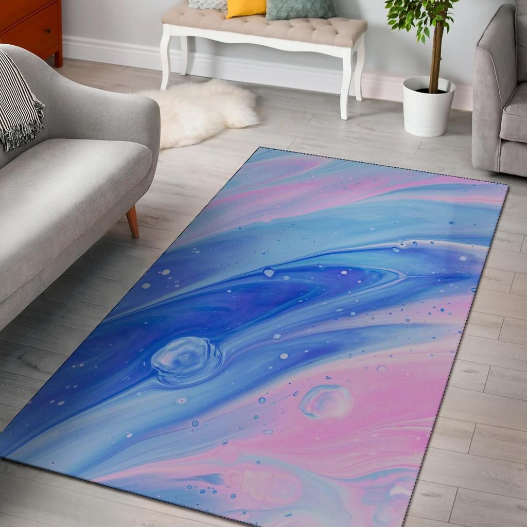 Blue Pink Abstract Painting Area Rug Chrismas Gift - Indoor Outdoor Rugs