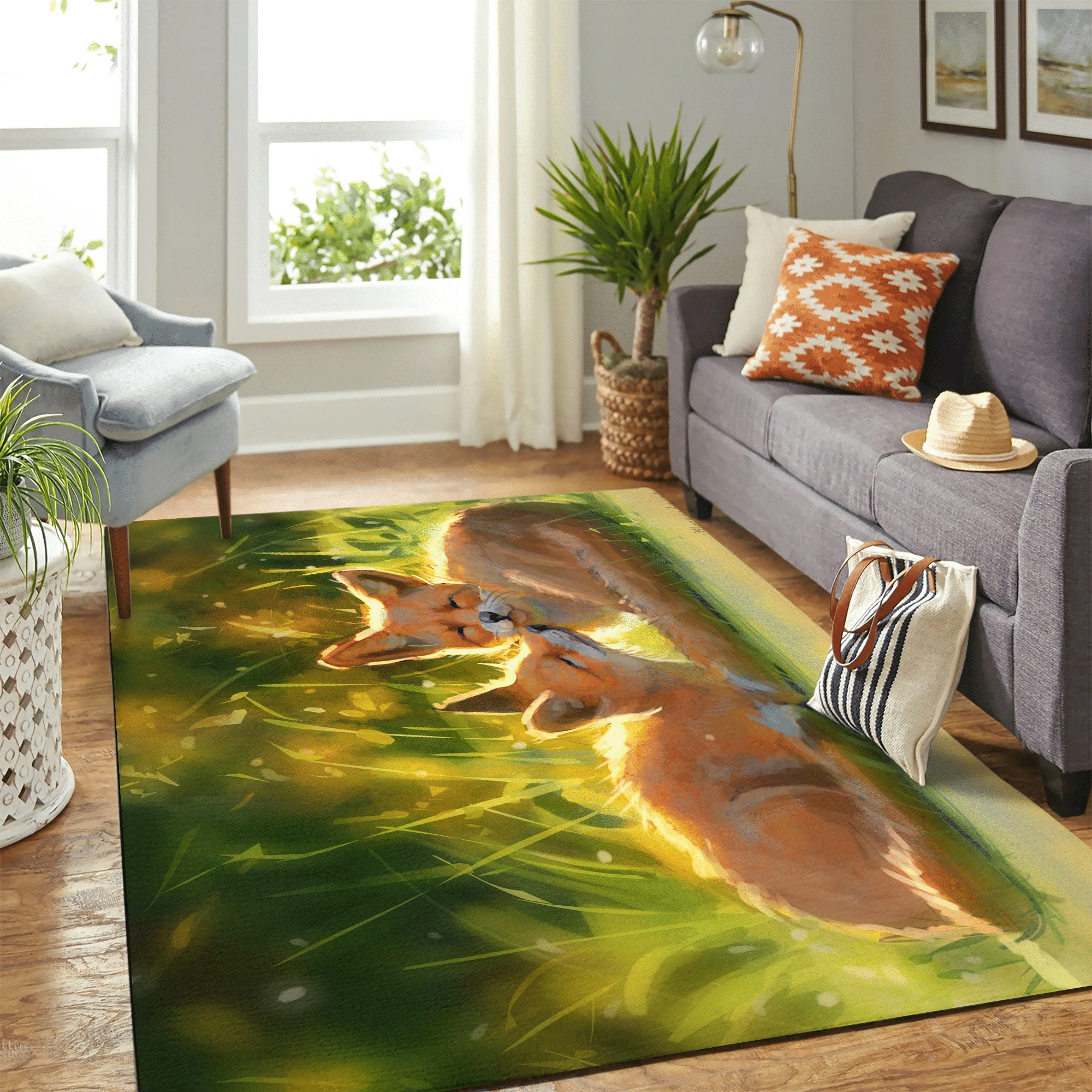 Fox Carpet Floor Area Rug Chrismas Gift - Indoor Outdoor Rugs