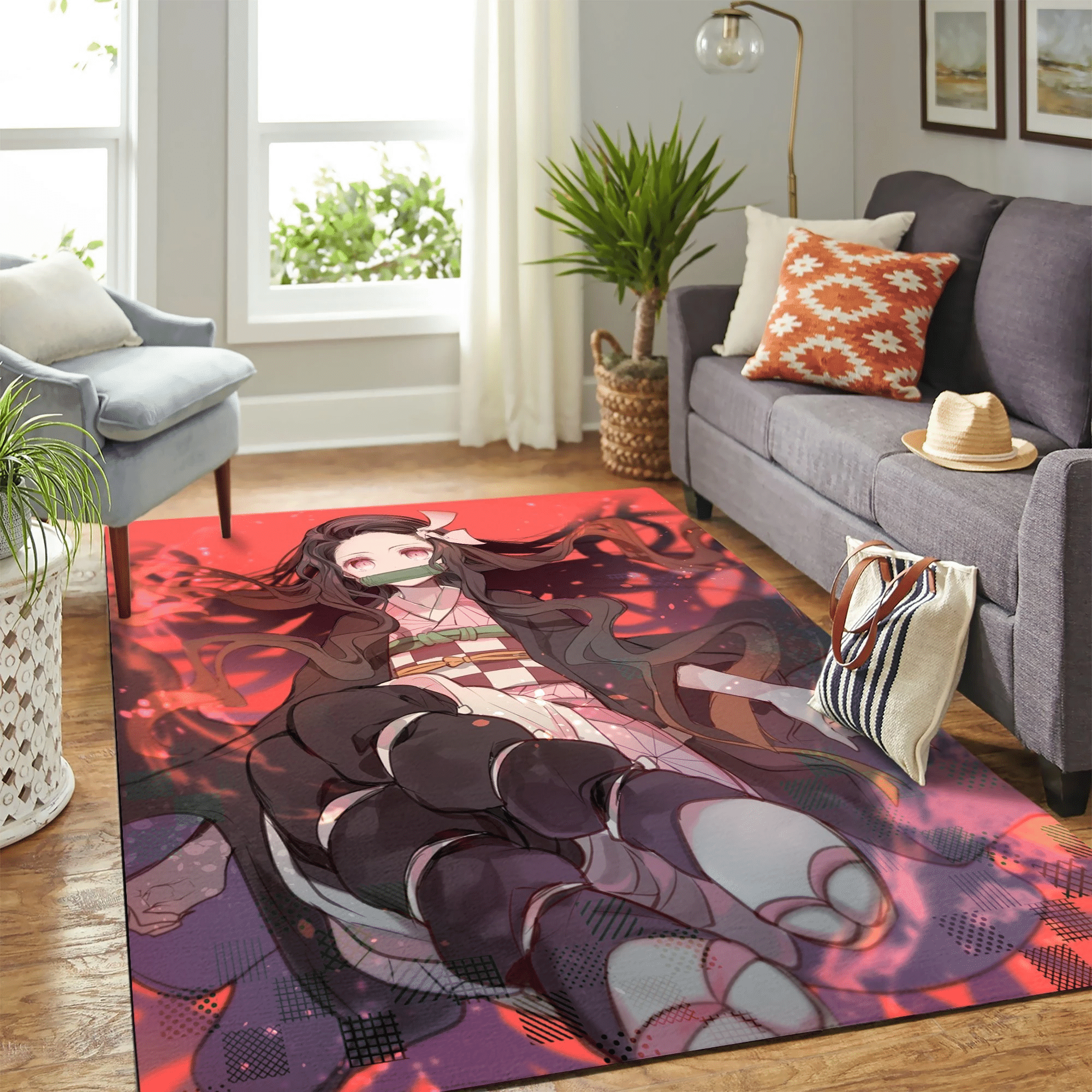 Kamado Nezuko Kimetsu No Yaiba Carpet Floor Area Rug Chrismas Gift - Indoor Outdoor Rugs