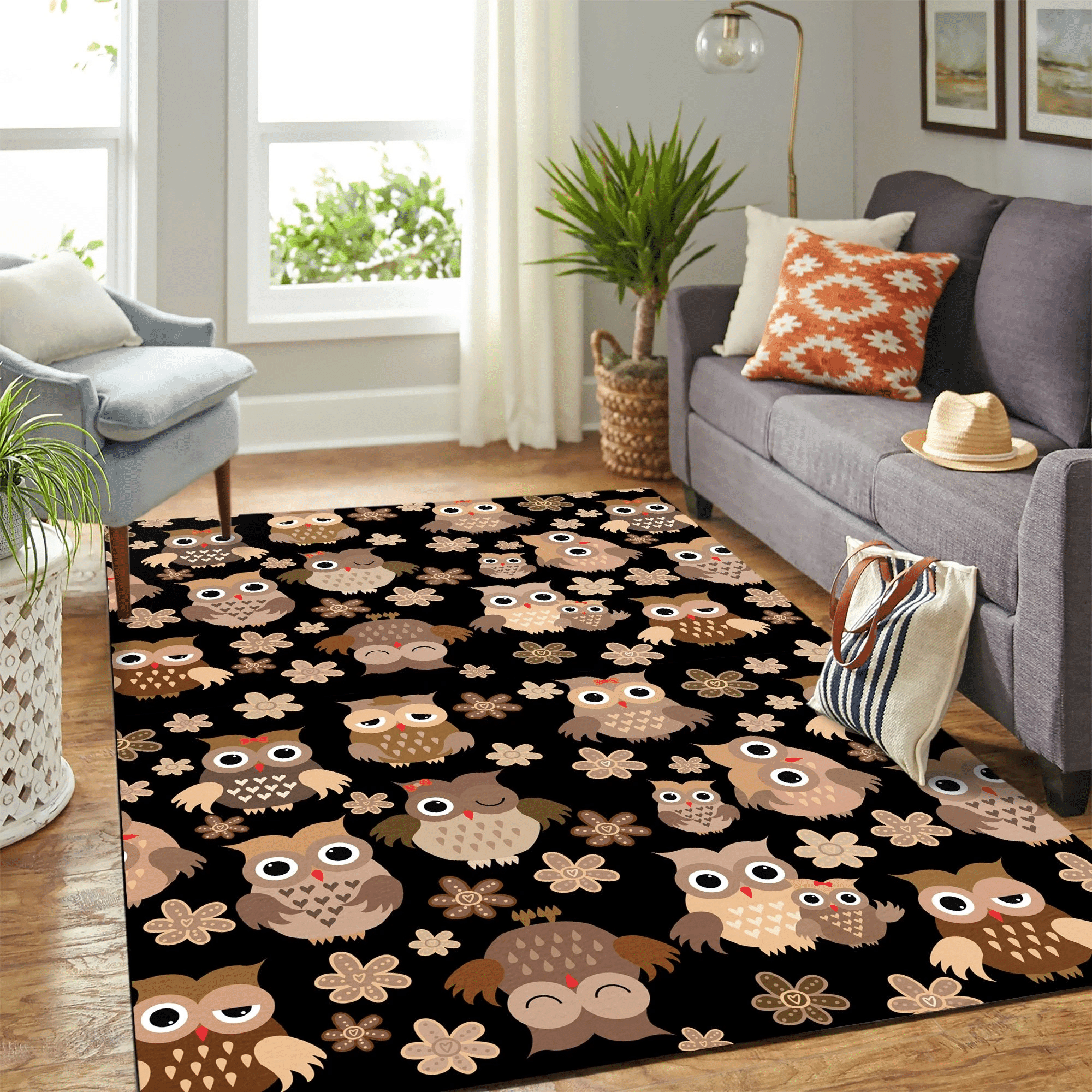 Owl Chibi Cute Carpet Floor Area Rug Chrismas Gift - Indoor Outdoor Rugs