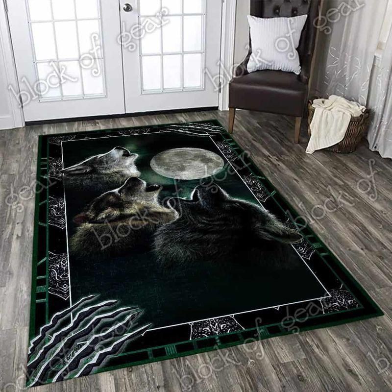 Three Wolf Moon Rectangle Rug Chrismas Gift - Indoor Outdoor Rugs