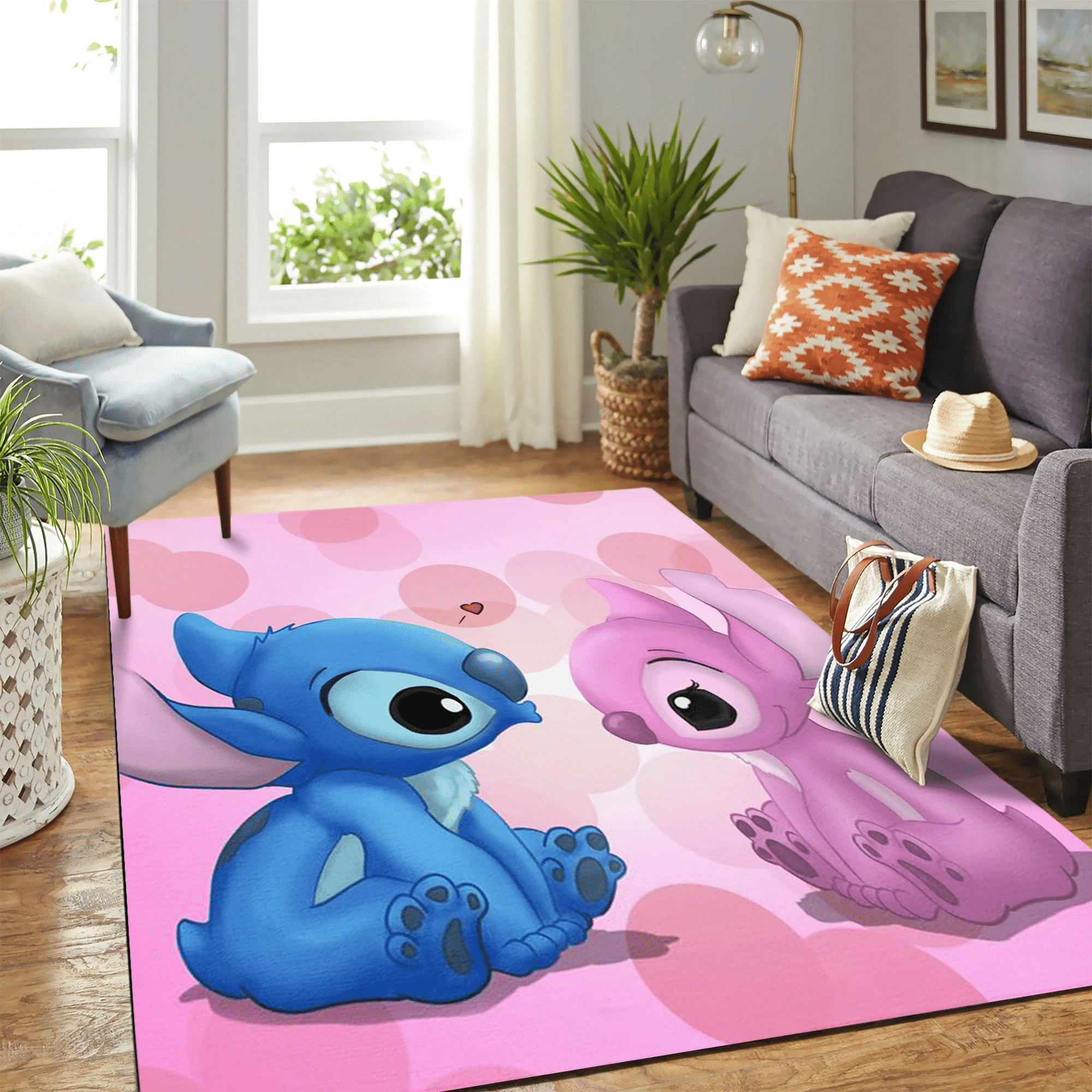 Stitch Love Carpet Floor Area Rug Chrismas Gift - Indoor Outdoor Rugs