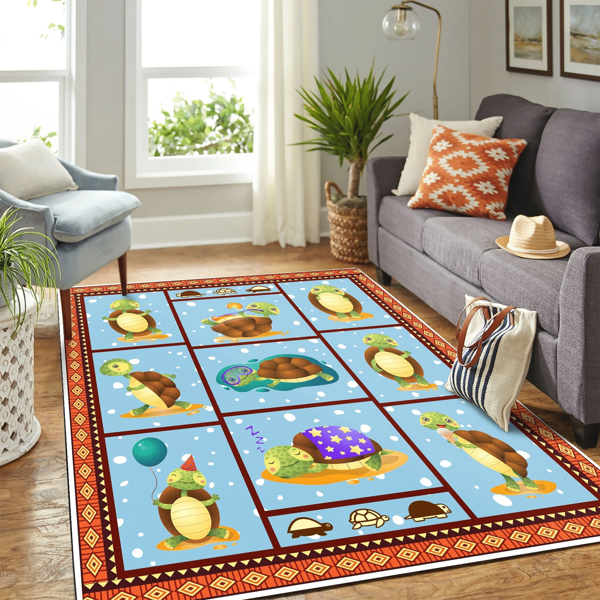 Cute Turtle Mk Carpet Area Rug Chrismas Gift - Indoor Outdoor Rugs