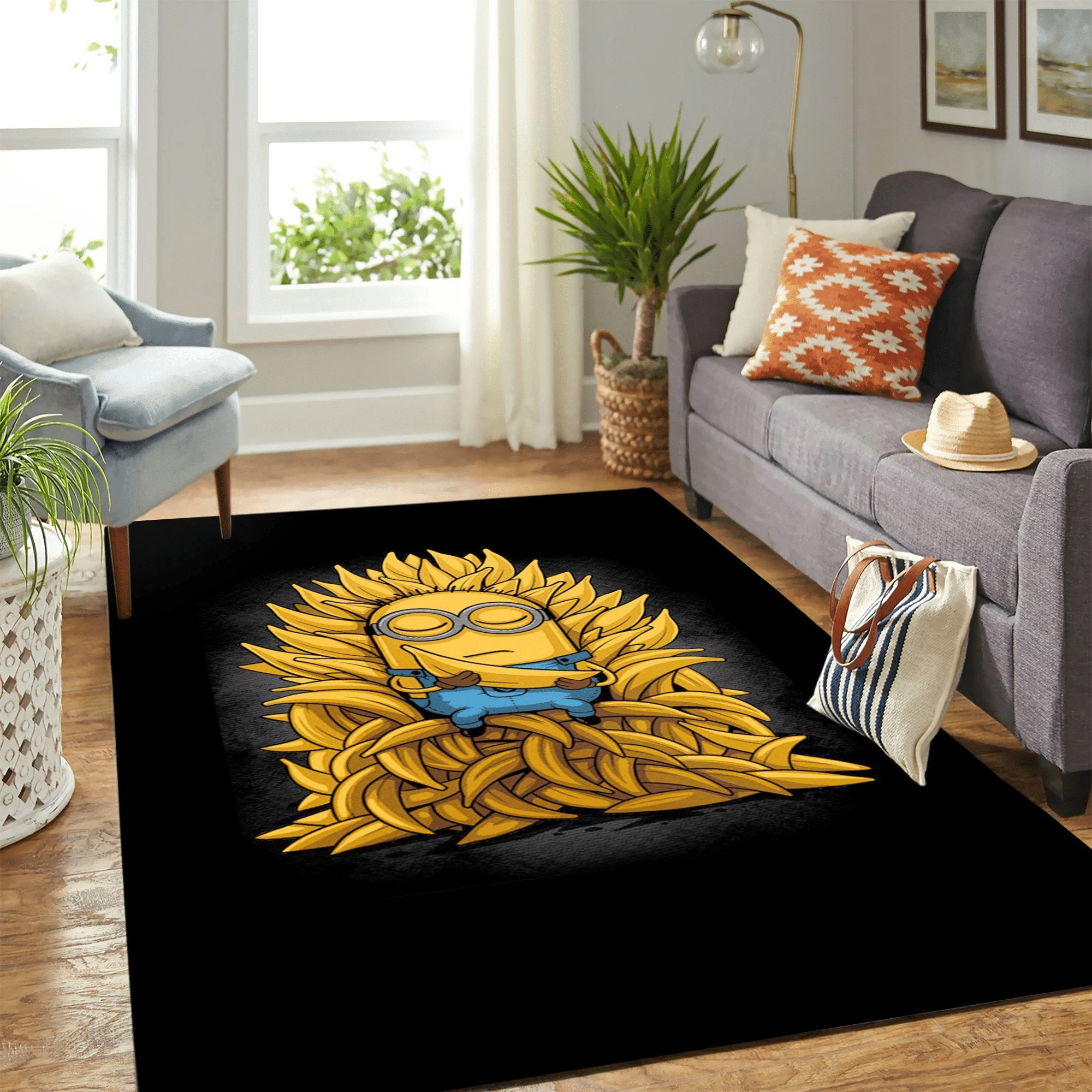 Minion King Of Banana Carpet Floor Area Rug Chrismas Gift - Indoor Outdoor Rugs