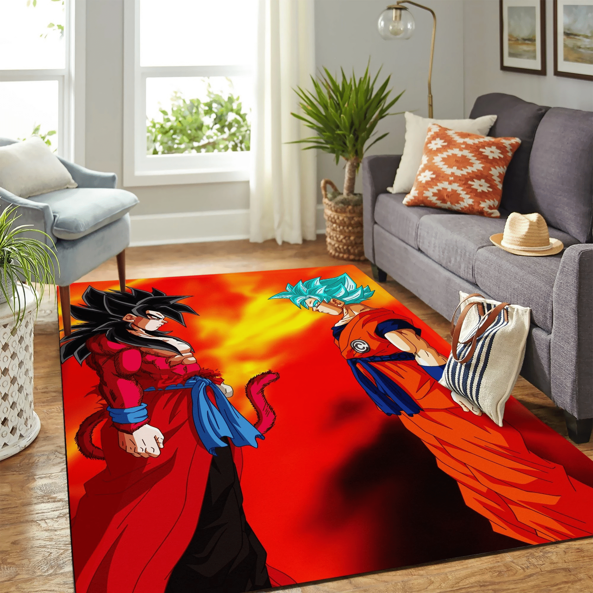 Goku Xeno Super Saiyan Vs Goku Super Saiyan Blue Carpet Rug Chrismas Gift – Indoor Outdoor Rugs