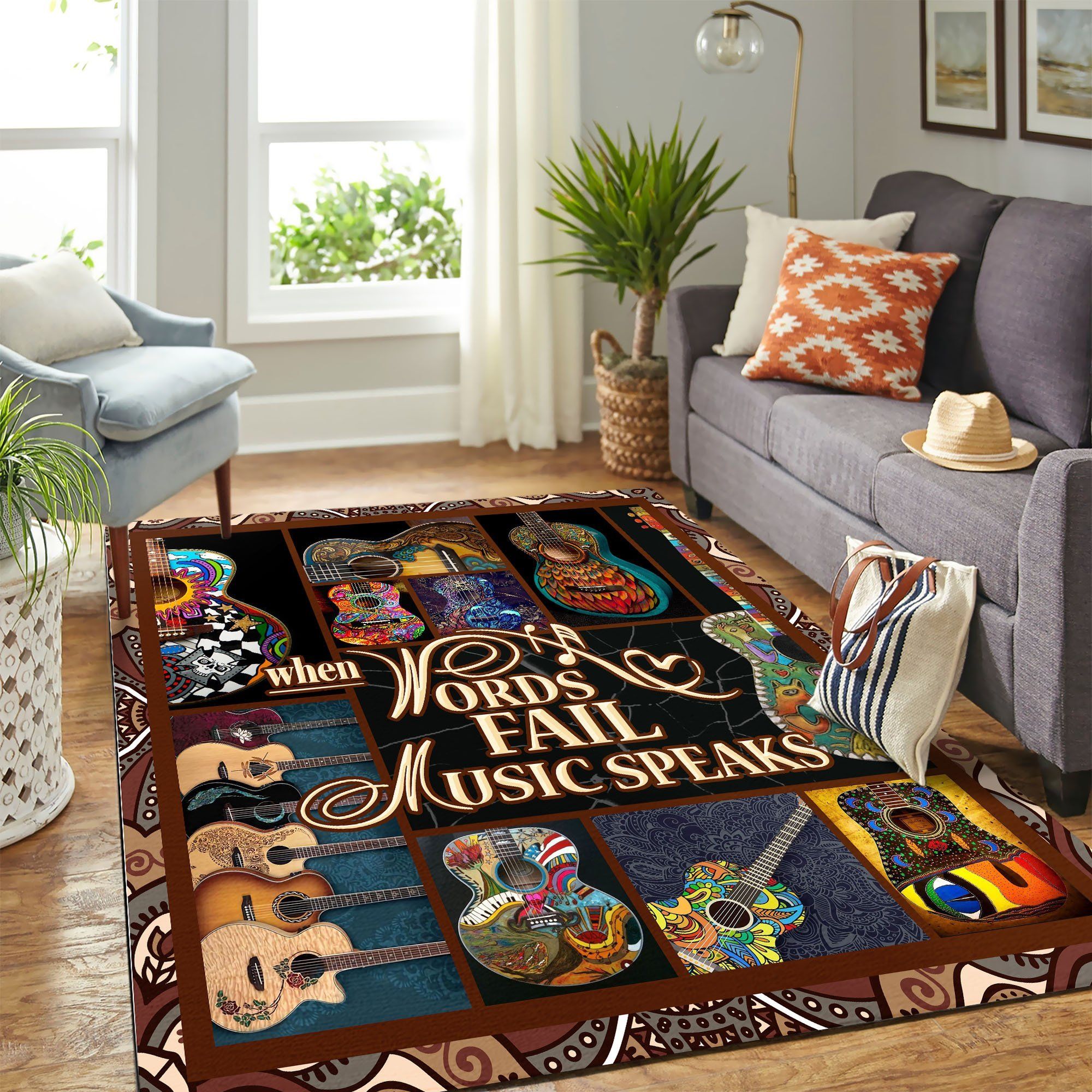 Quilt When Wordsfail Music Speakss Guitar Love Mk Carpet Area Rug Chrismas Gift - Indoor Outdoor Rugs