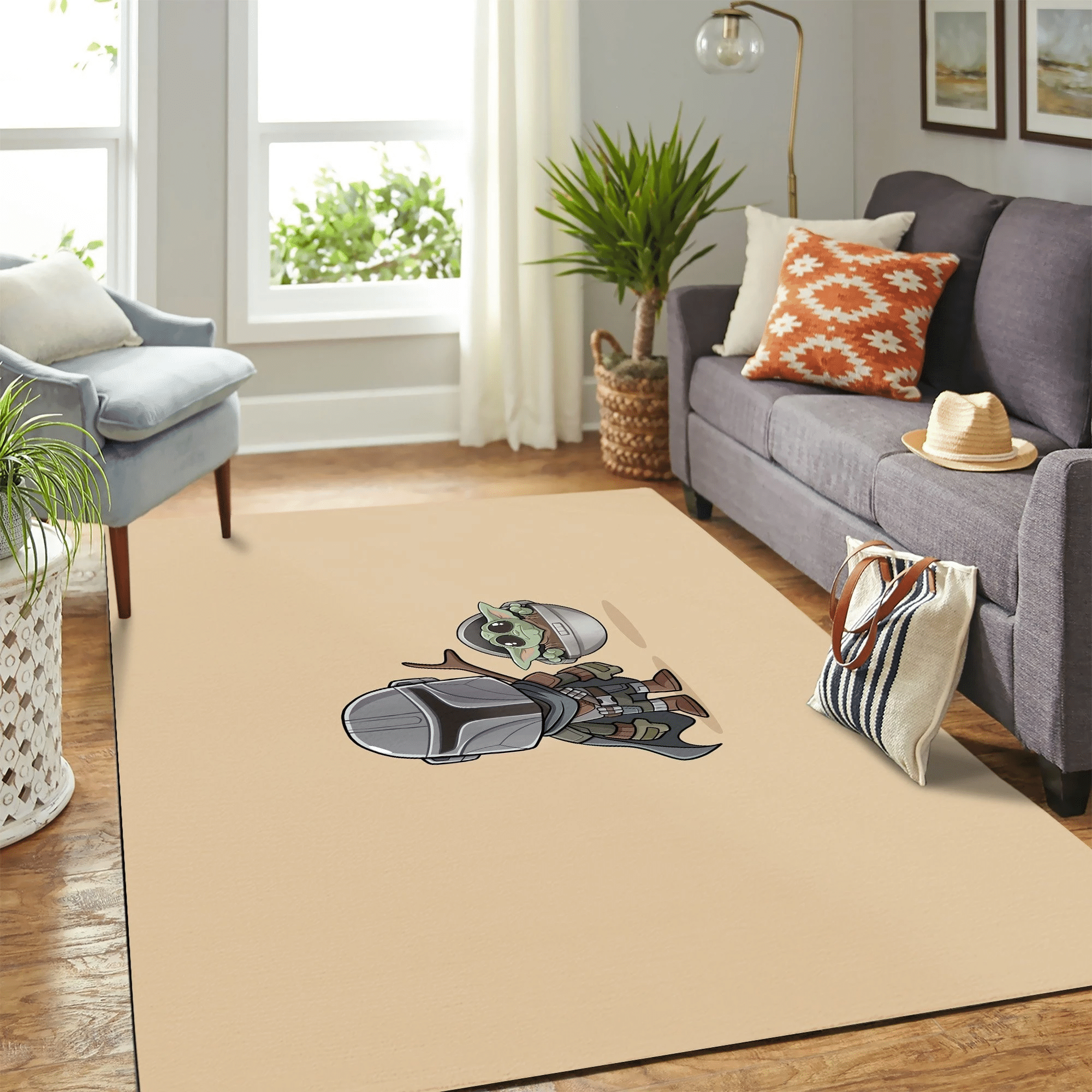 Baby Yoda Chibi Carpet Floor Area Rug Chrismas Gift - Indoor Outdoor Rugs