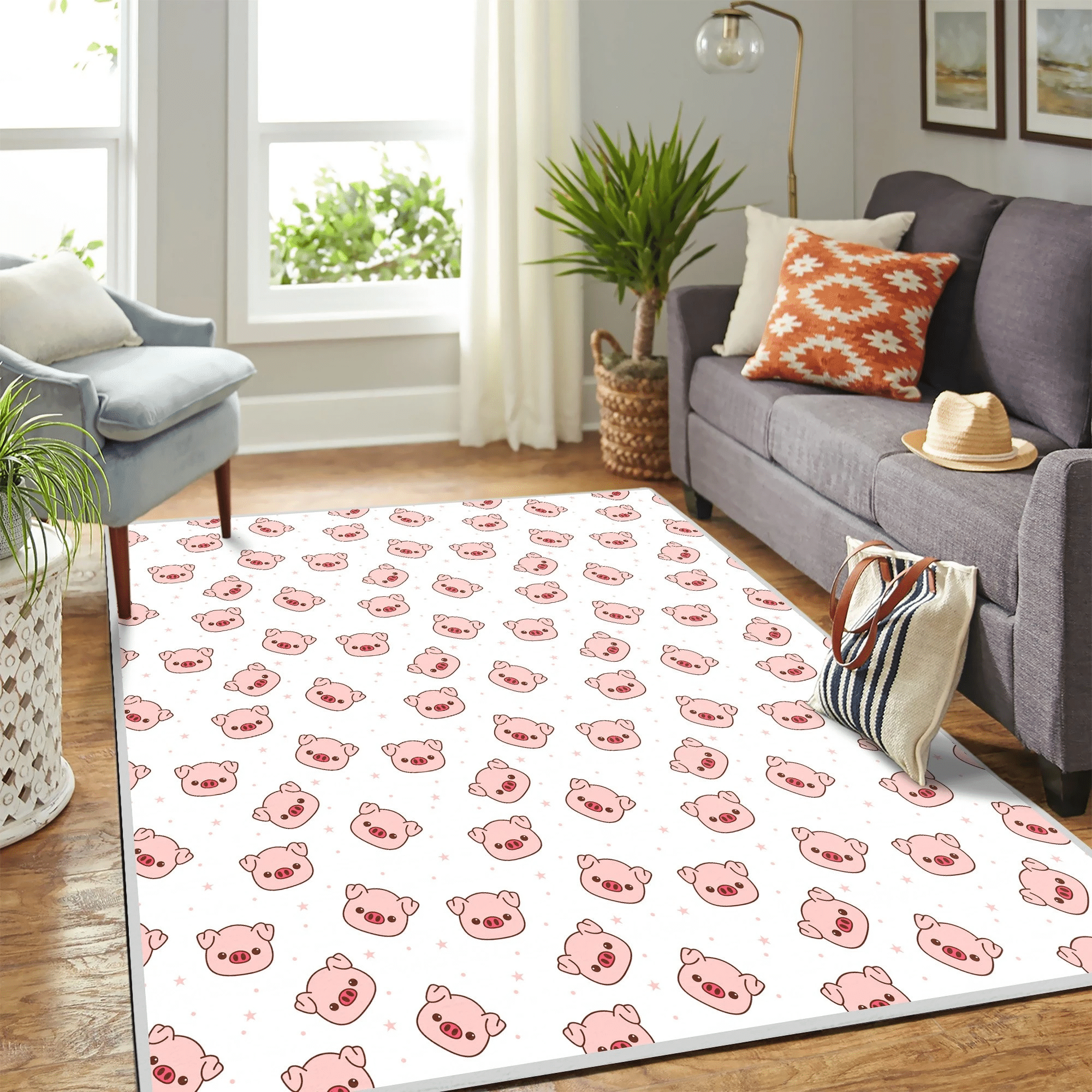 Adorable Pig Pattern Mk Carpet Area Rug Chrismas Gift - Indoor Outdoor Rugs