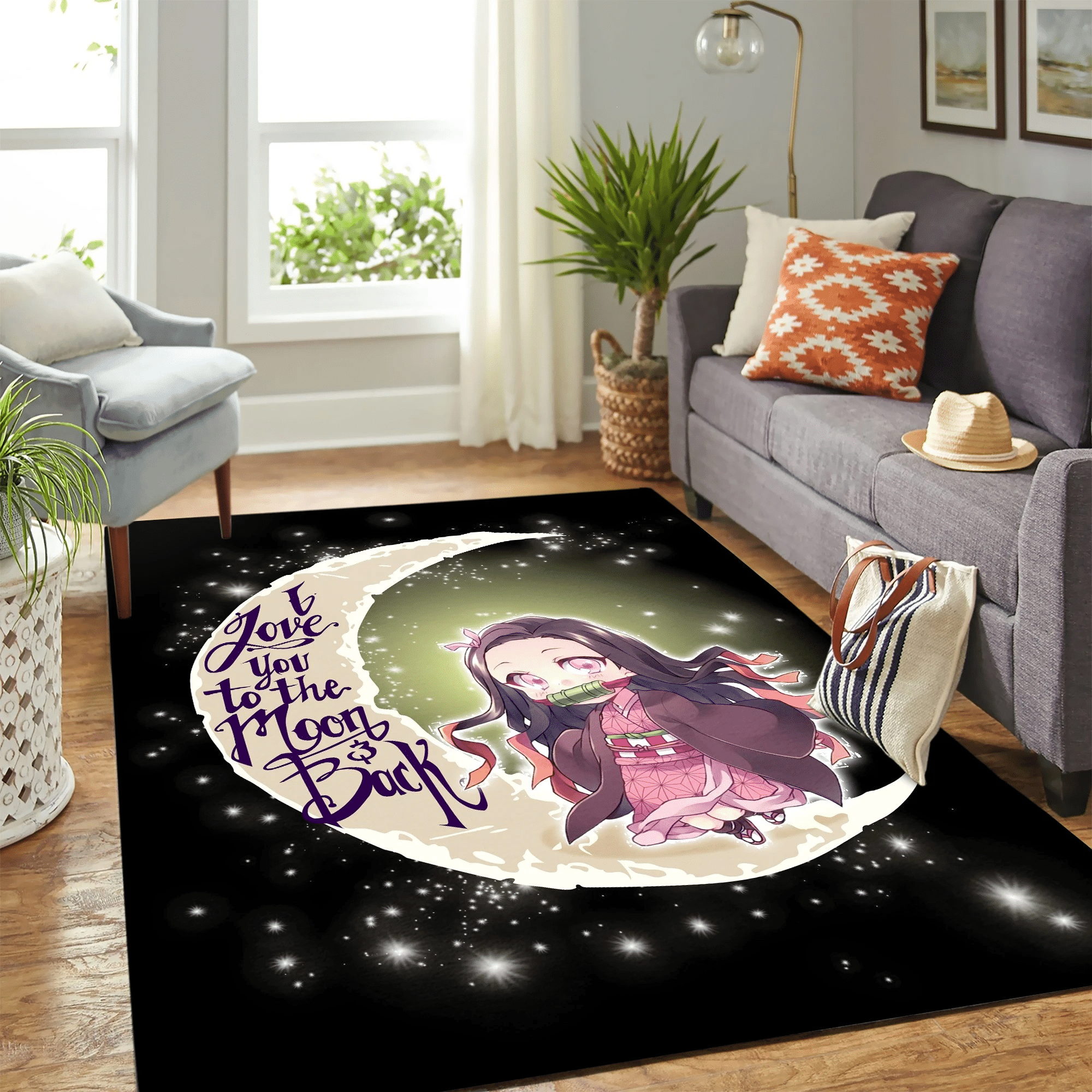 Demon Slayer Cute Anime Moon Carpet Area Rug Chrismas Gift - Indoor Outdoor Rugs