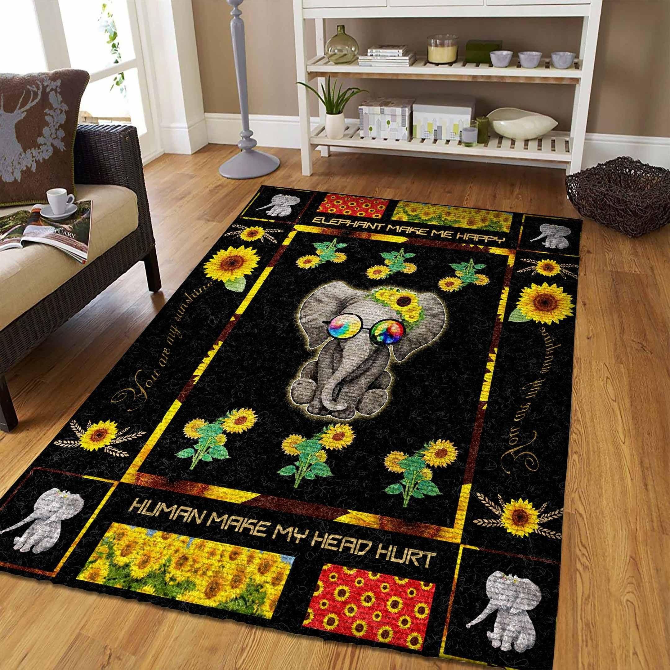 Elephant Hippie Rug Chrismas Gift - Indoor Outdoor Rugs