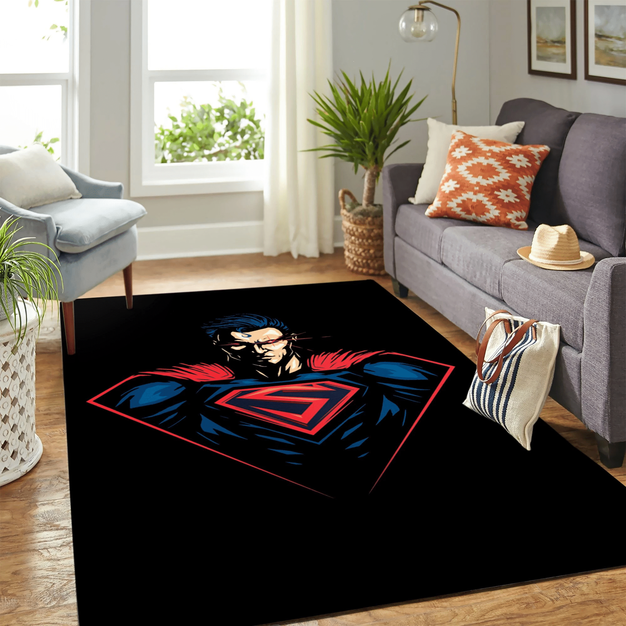 Superman Badass Carpet Rug Chrismas Gift - Indoor Outdoor Rugs