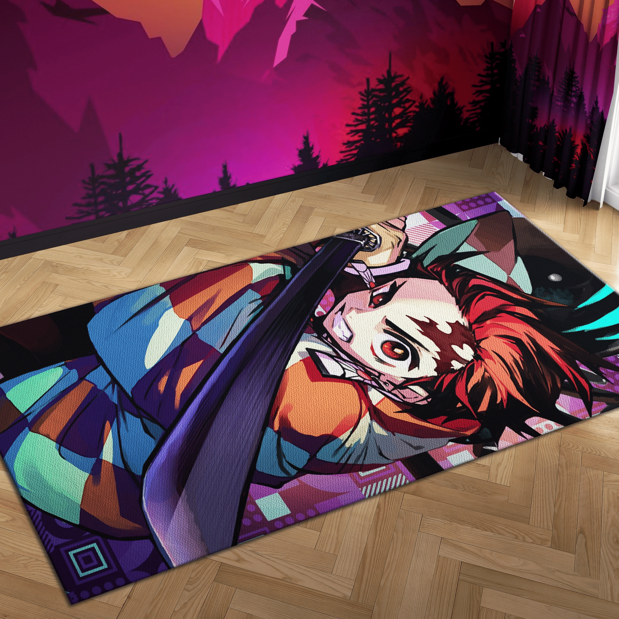 Kimetsu No Yaiba Carpet Mock Area Rug Chrismas Gift - Indoor Outdoor Rugs